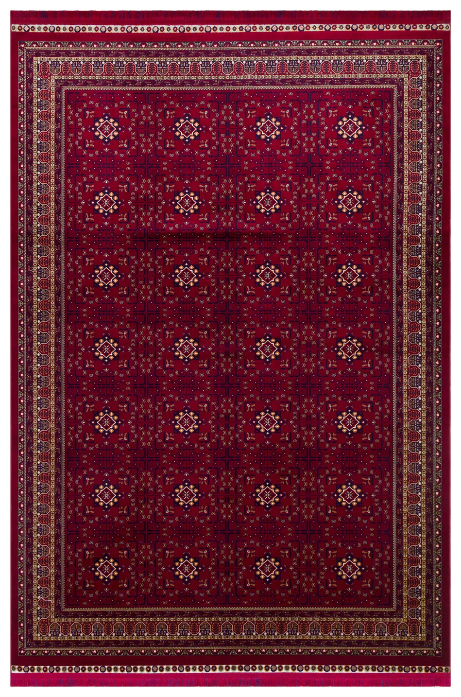 EMİRGAN HALI AFGAN SERİSİ AF 05 KIRMIZI AFGAN DESENLİ BAMBU SATEN MAKİNE HALISI