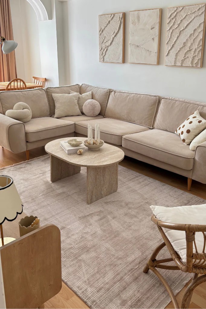 EMİRGAN HALI TRUVA SERİSİ TRV 03 BEJ MODERN MAKİNE HALISI