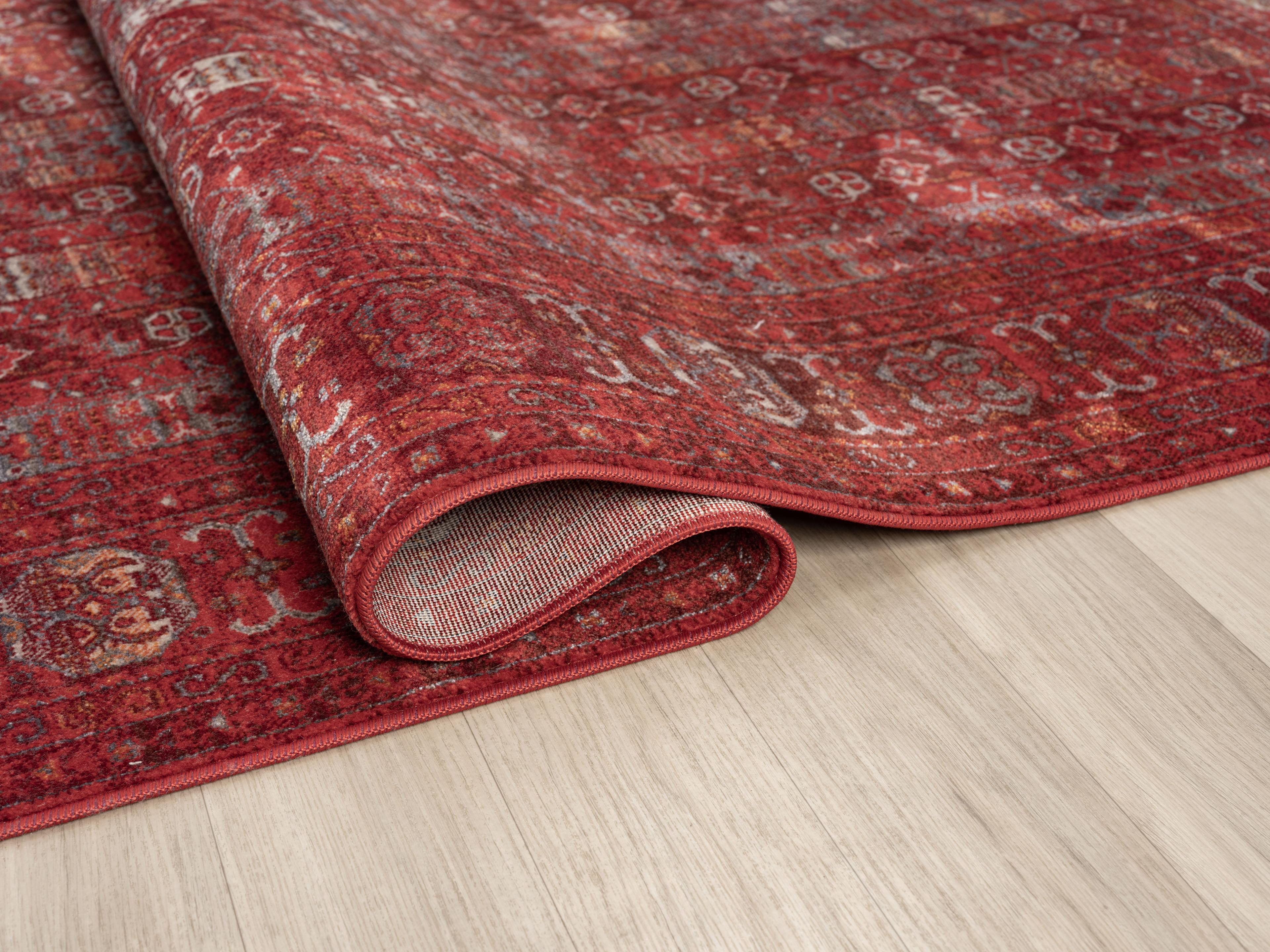 EMİRGAN HALI ASRIN SERİSİ ASR 07 BORDO ESKİTME DESENLİ MAKİNE HALISI