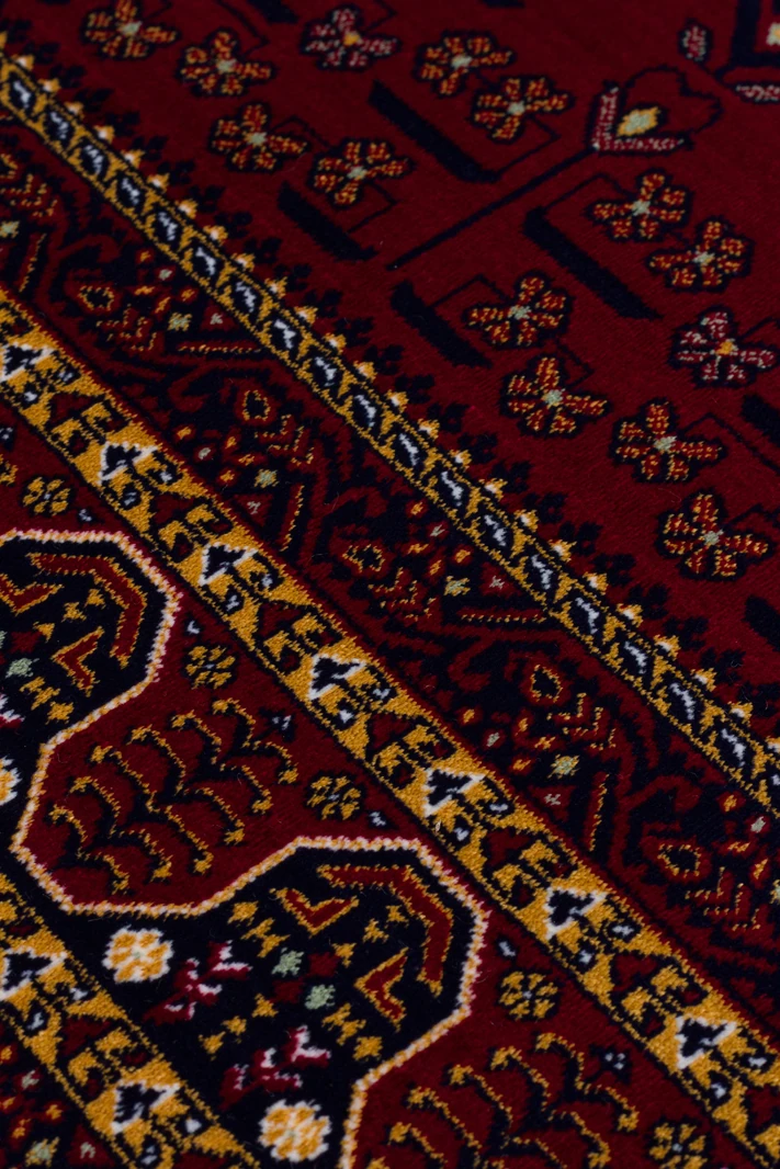 EMİRGAN HALI AFGAN SERİSİ AF 05 KIRMIZI AFGAN DESENLİ BAMBU SATEN MAKİNE HALISI