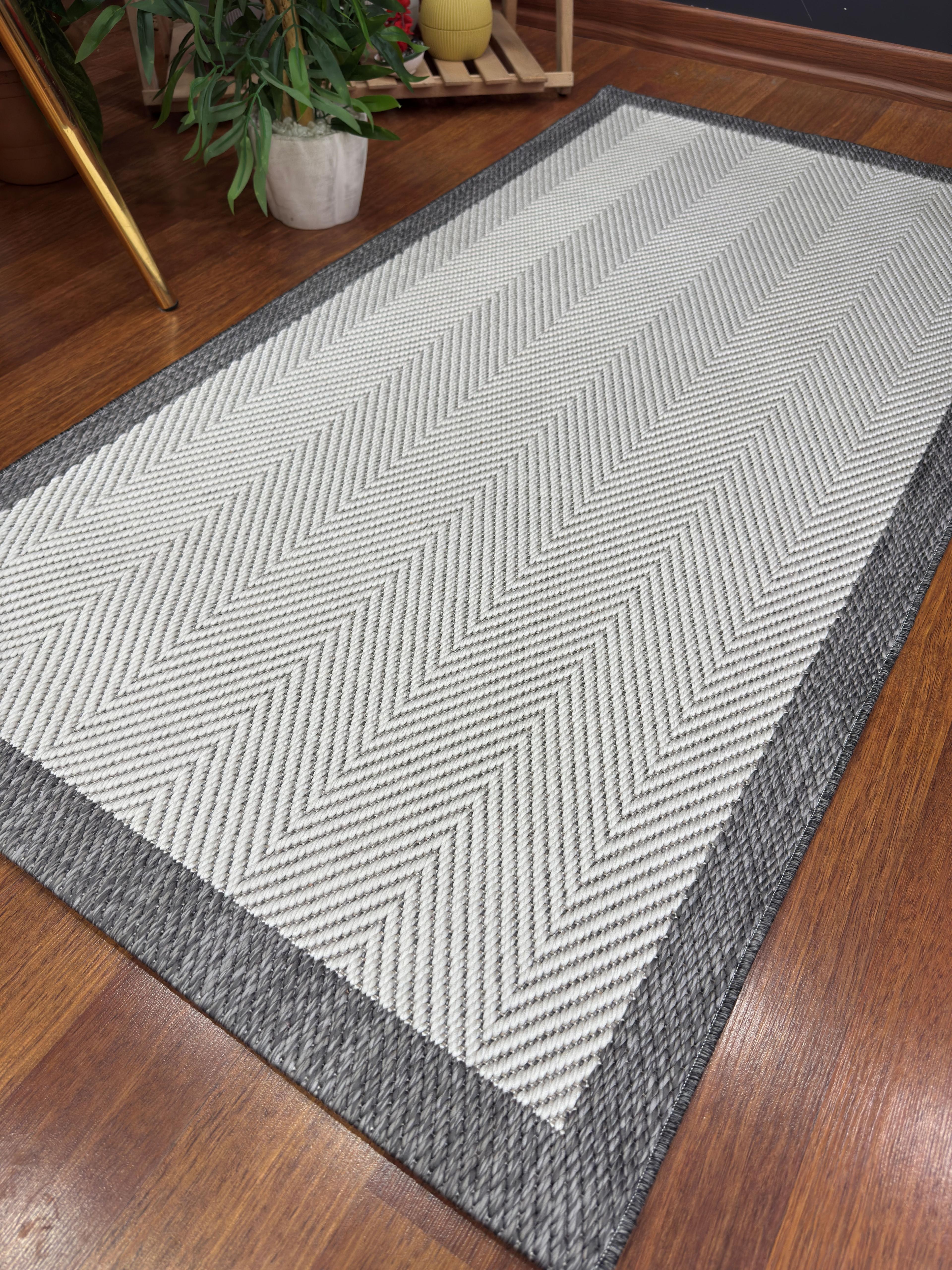 EMİRGAN HALI SİENA SİSAL SERİSİ SN 05 GRİ KREM SİSAL DOKULU MODERN MUTFAK HALISI