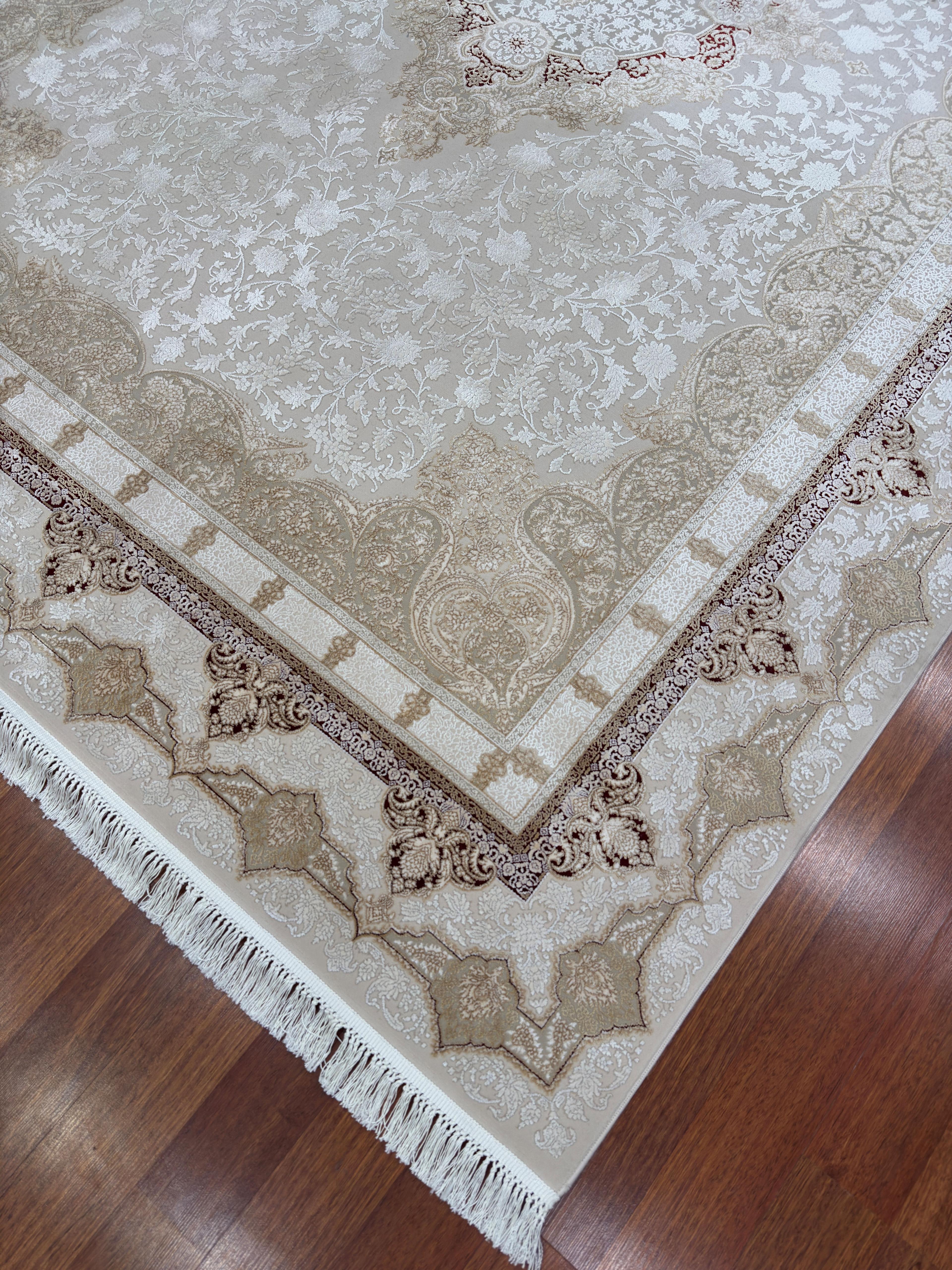 EMİRGAN HALI NERGİS İPEK SERİSİ NRS 04 BORDO BEJ İPEKLİ SALON HALISI