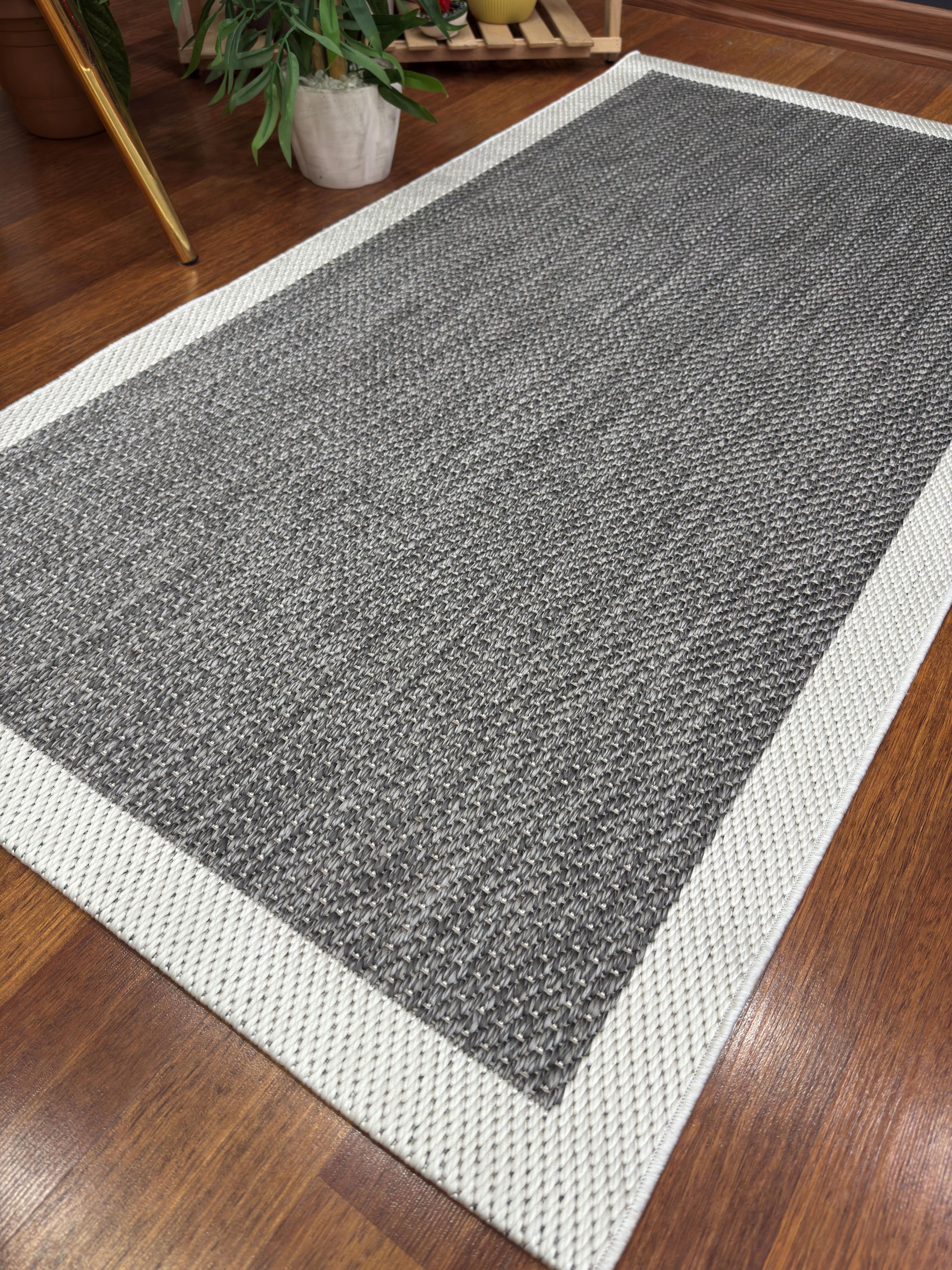 EMİRGAN HALI SİENA SİSAL SERİSİ SN 02 KREM GRİ SİSAL DOKULU MODERN MUTFAK HALISI