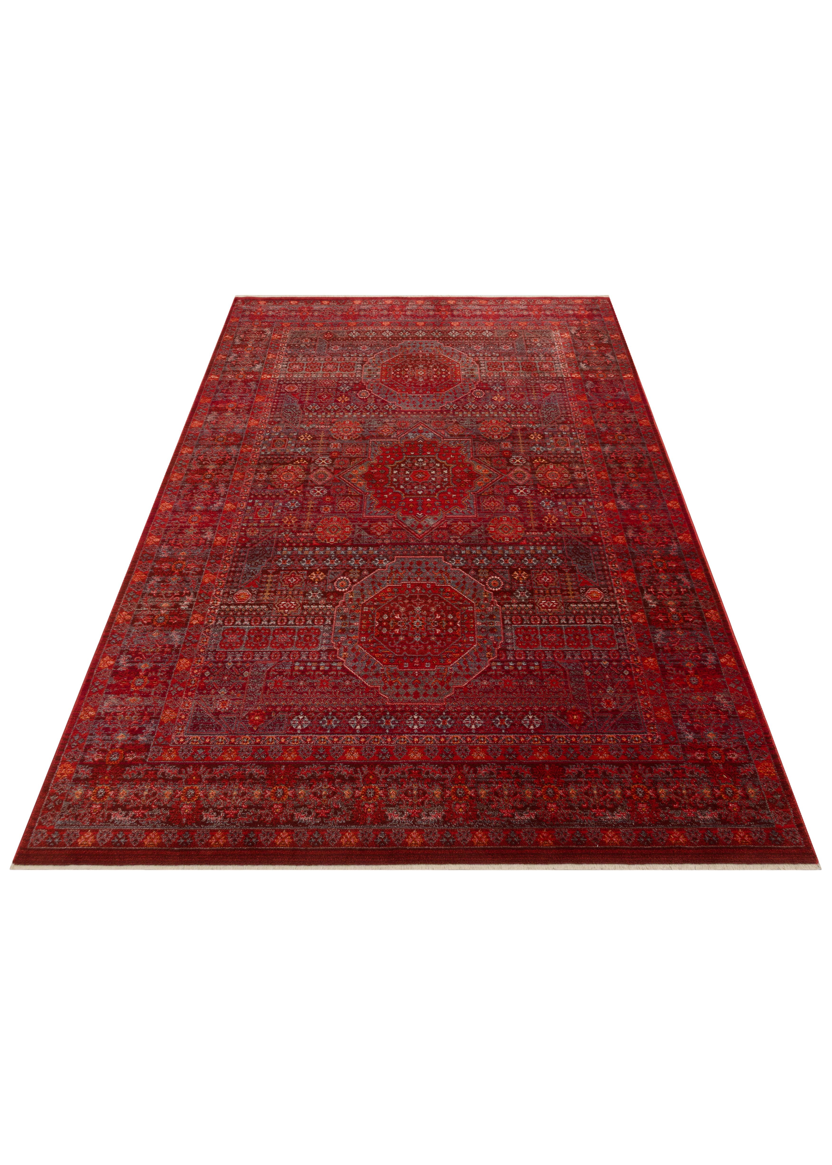 EMİRGAN HALI RUSTİK SERİSİ RS 15 KIRMIZI VİNTAGE ETNİK VE ESKİTME DESENLİ SALON HALISI