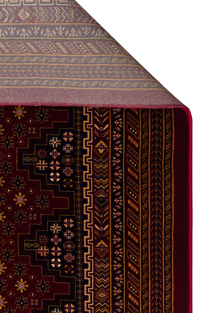 EMİRGAN HALI AFGAN SERİSİ AF 01 KIRMIZI AFGAN DESENLİ BAMBU SATEN MAKİNE HALISI