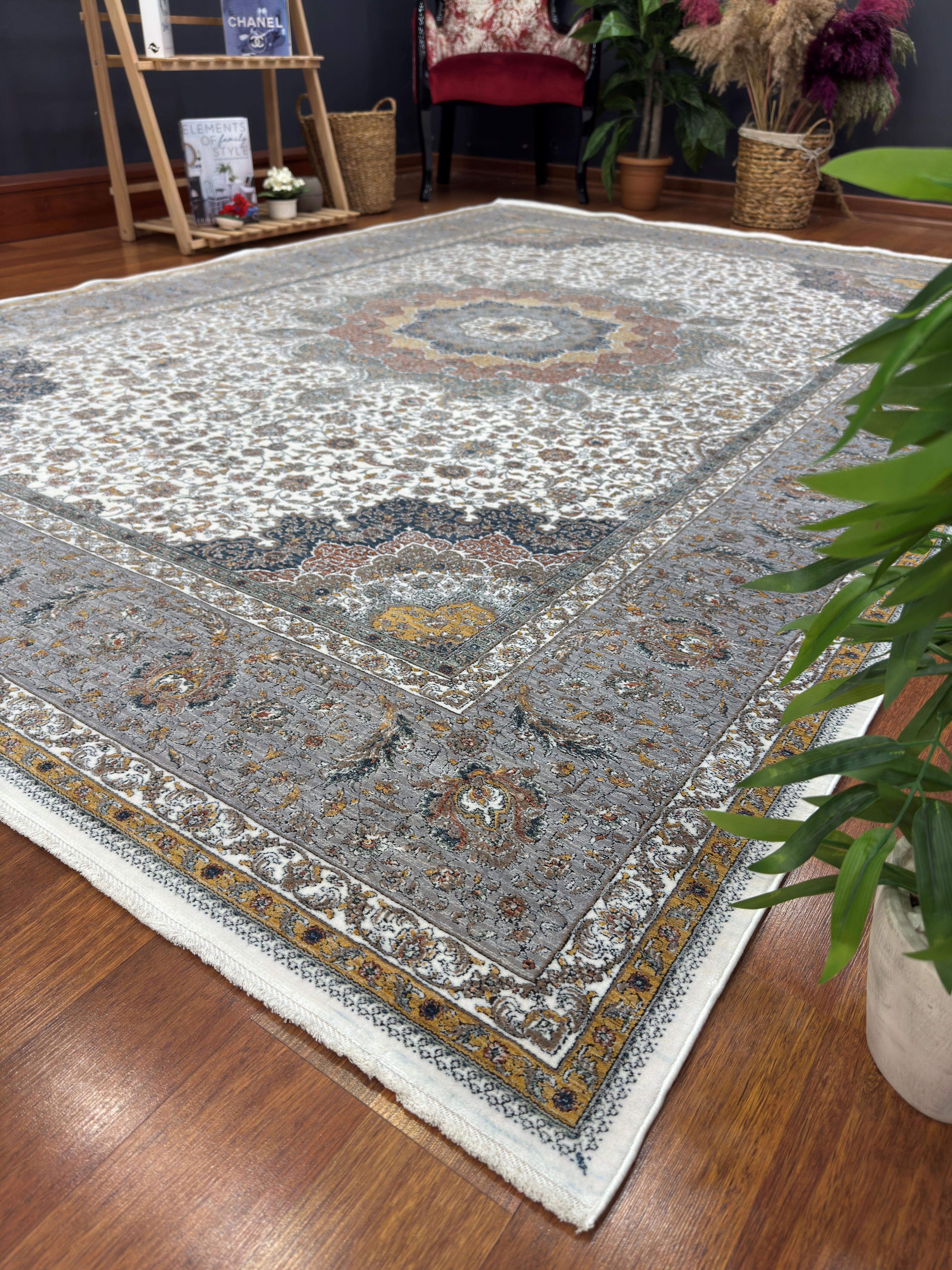 EMİRGAN HALI İPEK HALI SRS 08 HAKİ KREM SALON HALISI