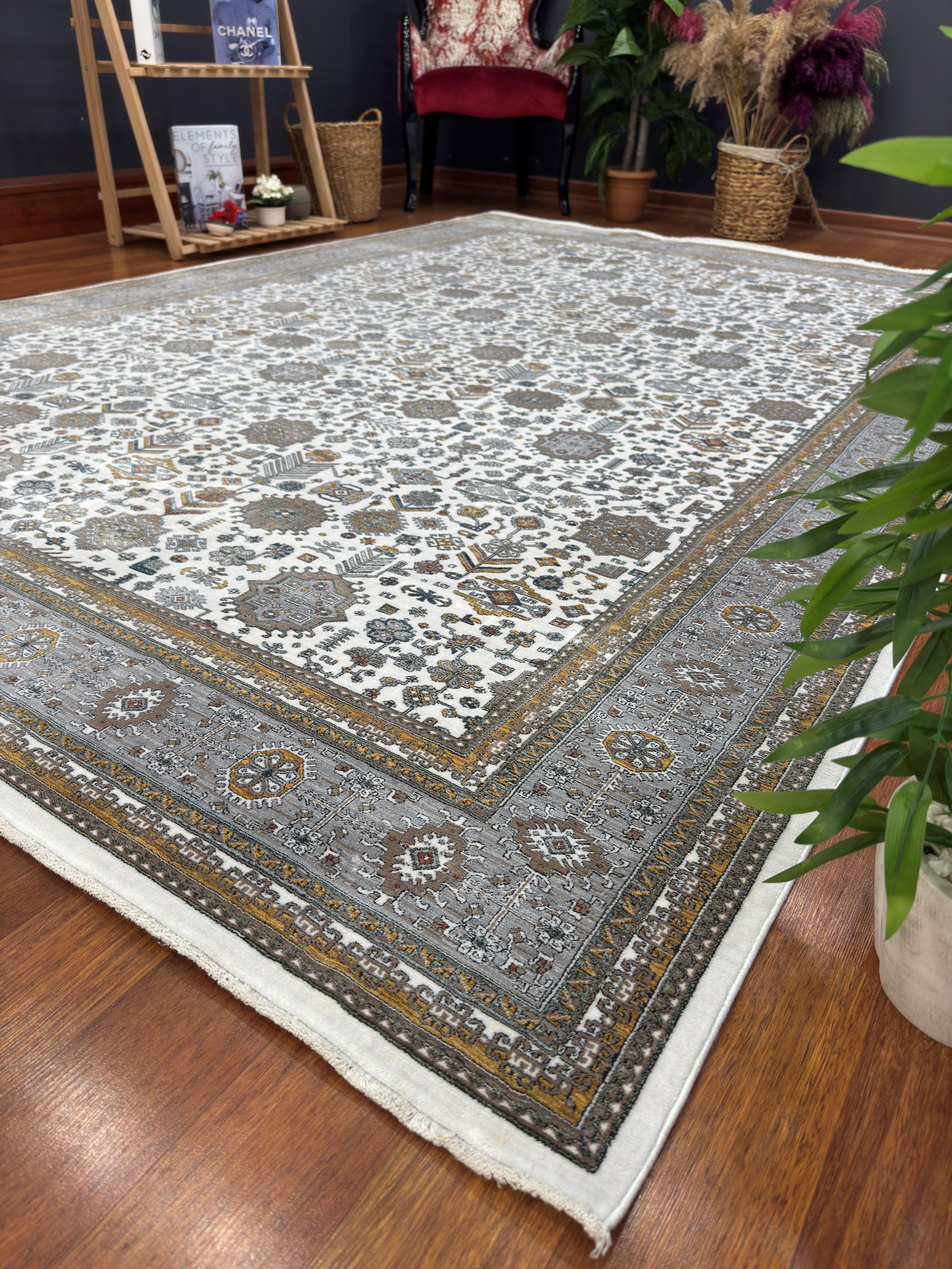 EMİRGAN HALI İPEK HALI SRS 07 HAKİ KREM SALON HALISI