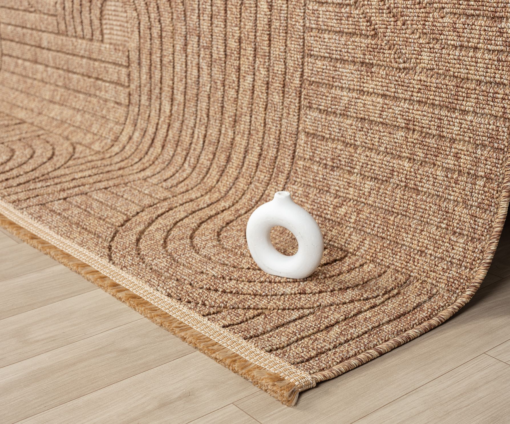 EMİRGAN HALI LOOP SERİSİ LP 623 KAHVE HASIR DOKULU KESME HALI