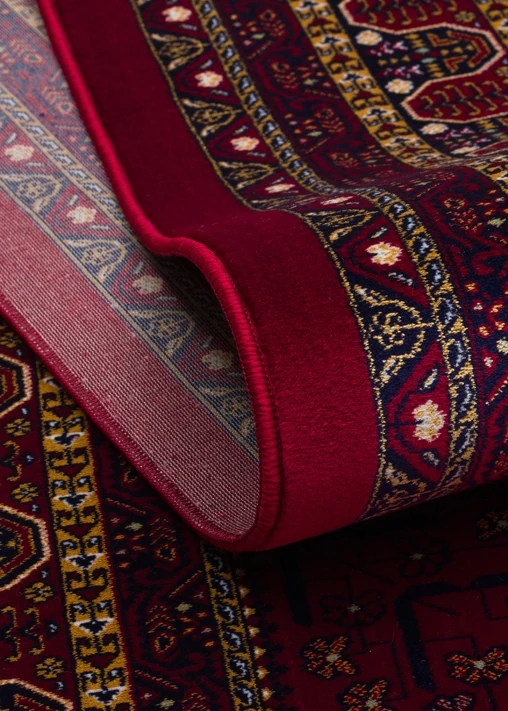 EMİRGAN HALI AFGAN SERİSİ AF 05 KIRMIZI AFGAN DESENLİ BAMBU SATEN MAKİNE HALISI