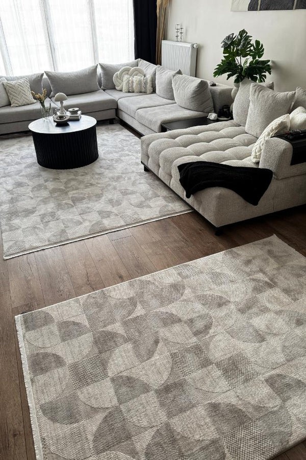 EMİRGAN HALI TRUVA SERİSİ TRV 05 GRİ MODERN MAKİNE HALISI