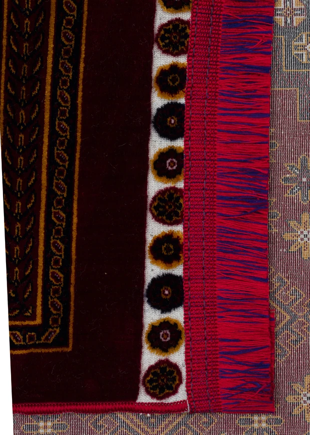 EMİRGAN HALI AFGAN SERİSİ AF 01 KIRMIZI AFGAN DESENLİ BAMBU SATEN MAKİNE HALISI