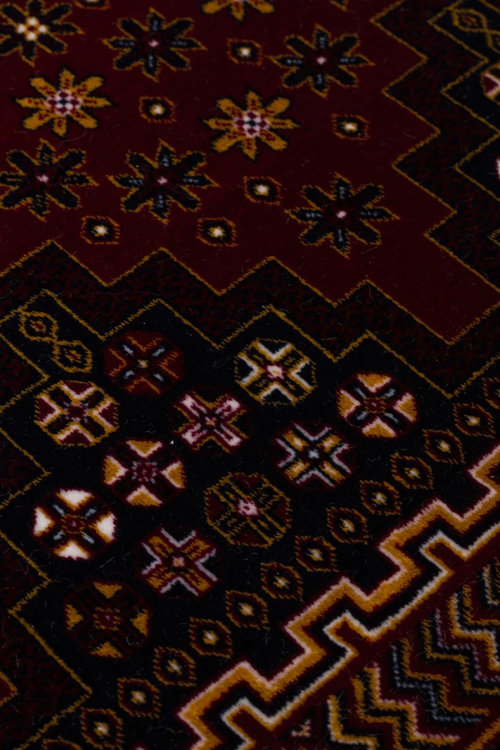 EMİRGAN HALI AFGAN SERİSİ AF 01 KIRMIZI AFGAN DESENLİ BAMBU SATEN MAKİNE HALISI