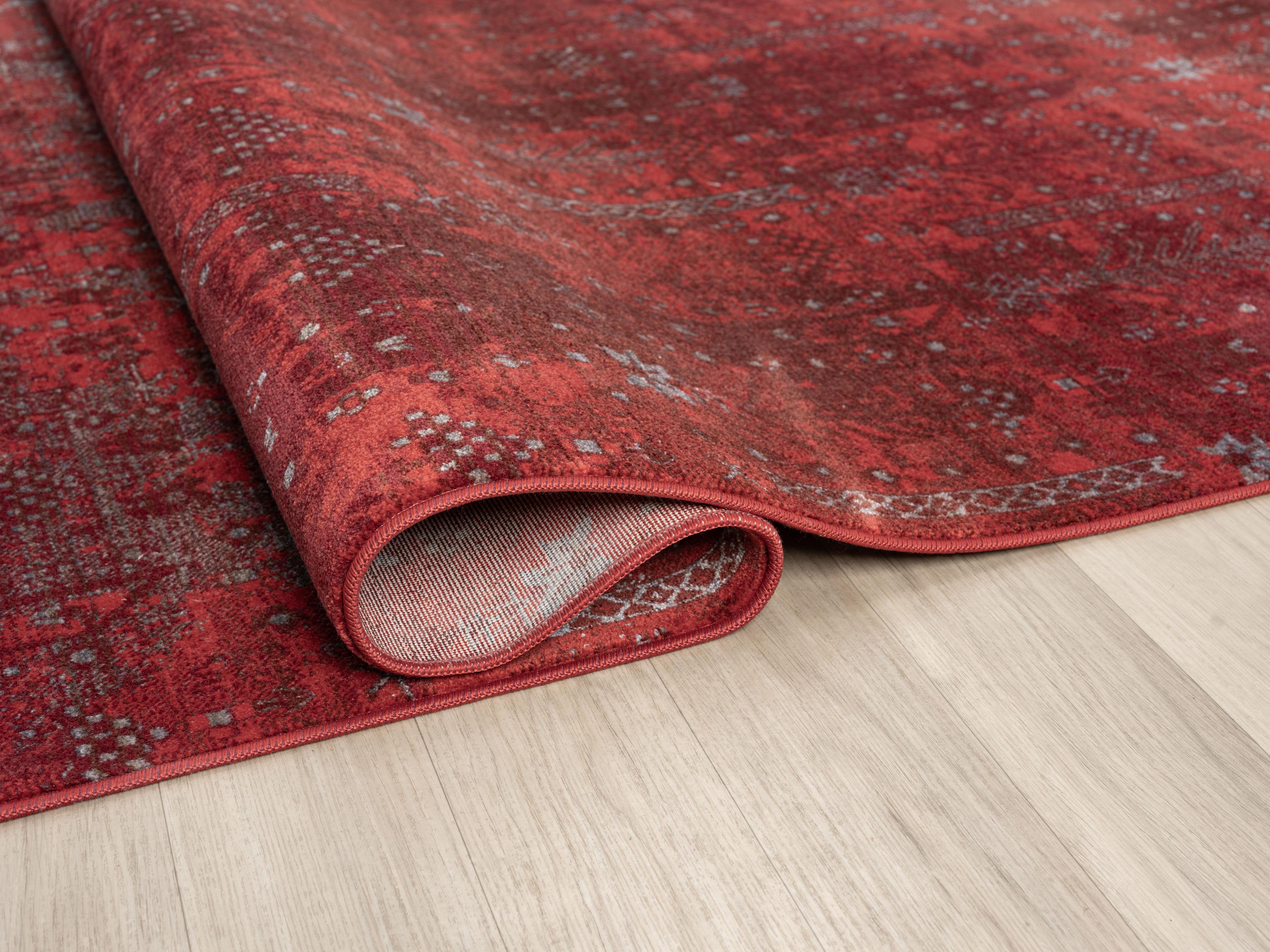 EMİRGAN HALI ASRIN SERİSİ ASR 08 BORDO ESKİTME DESENLİ MAKİNE HALISI