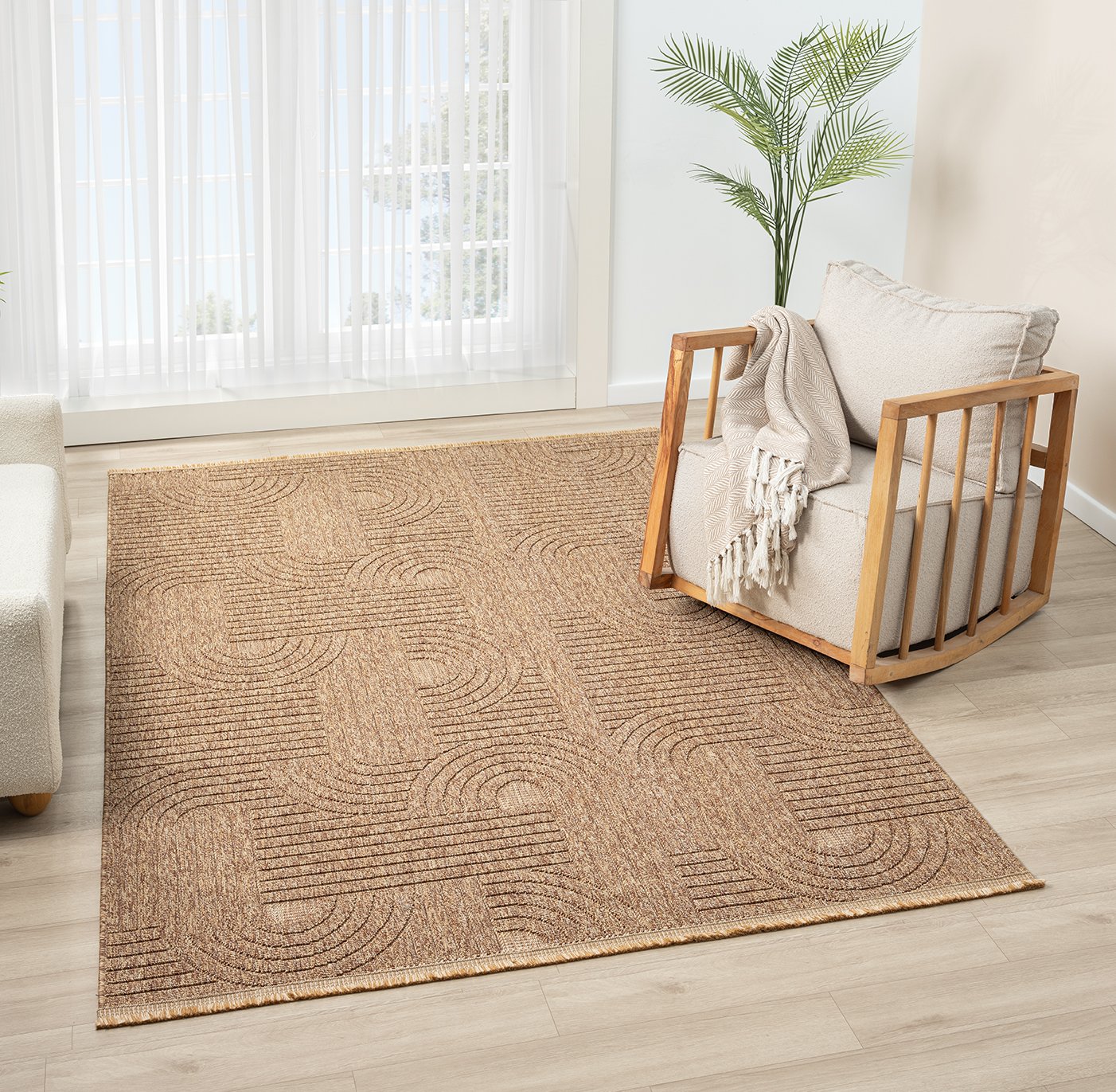 EMİRGAN HALI LOOP SERİSİ LP 623 KAHVE HASIR DOKULU KESME HALI