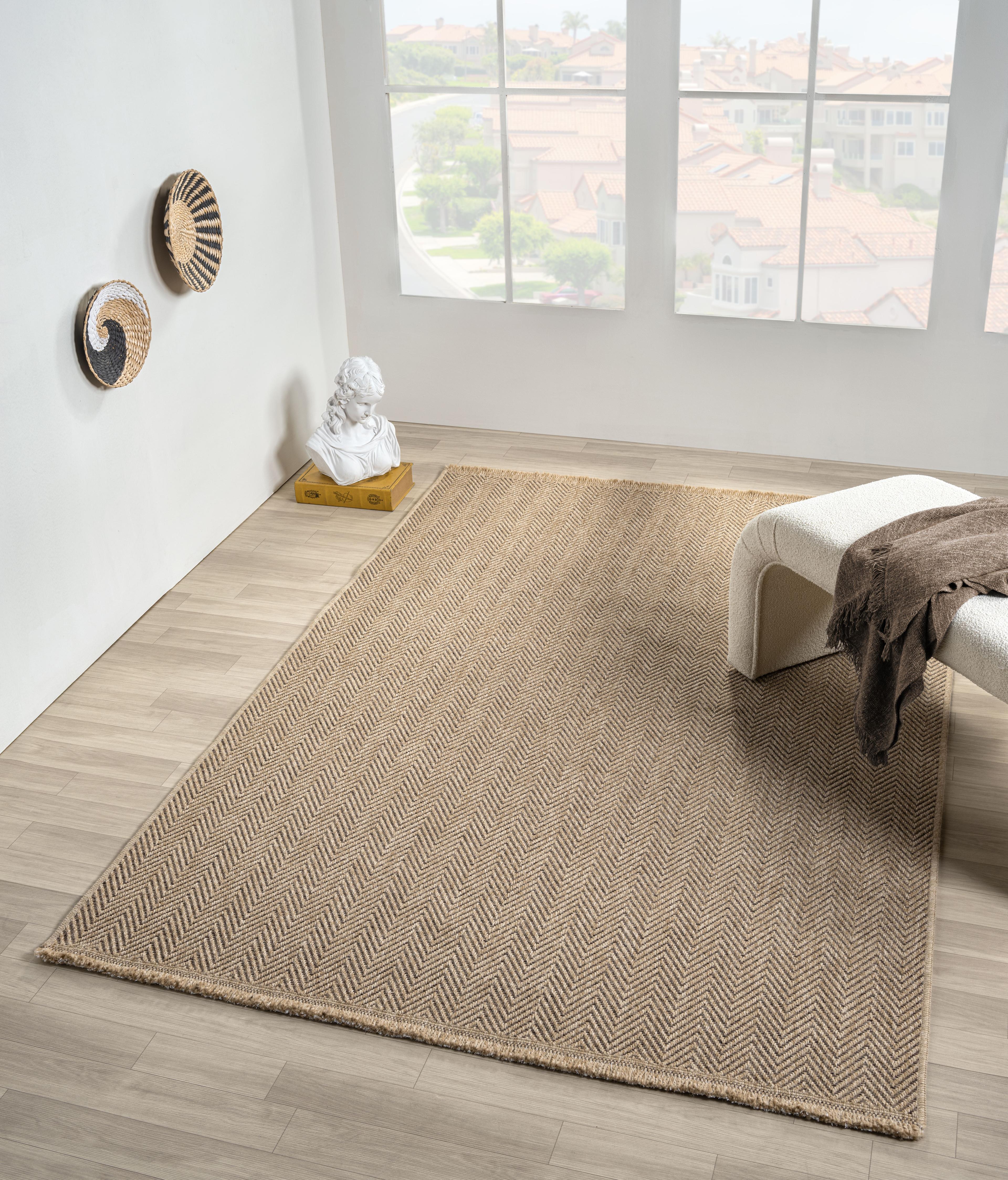 EMİRGAN HALI HASIR SERİSİ HSR 671 KAHVE JÜT HASIR GÖRÜNÜMLÜ MODERN MAKİNE HALISI