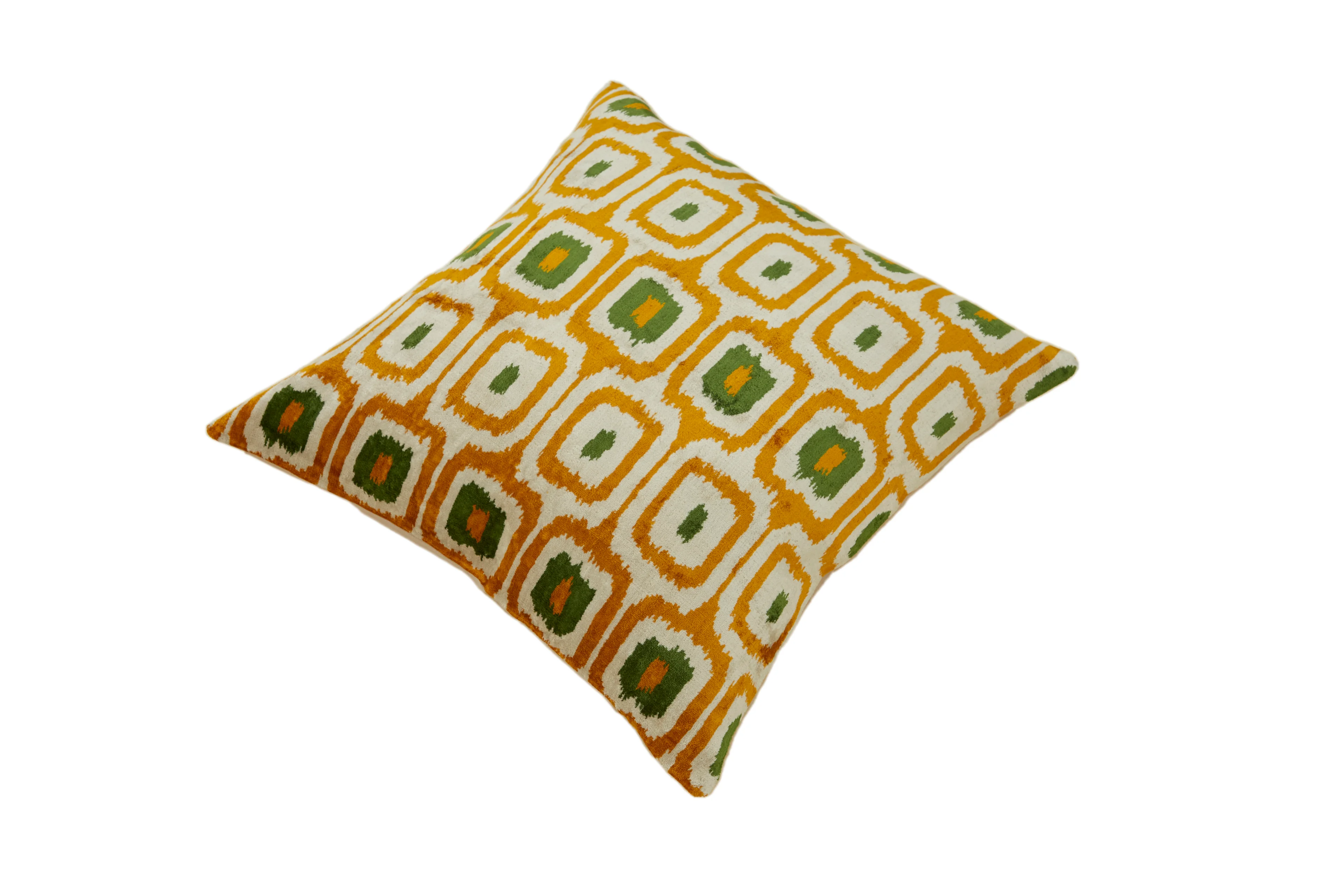 Retro Kare Desenli Dekoratif Kadife Kırlent Kılıfı