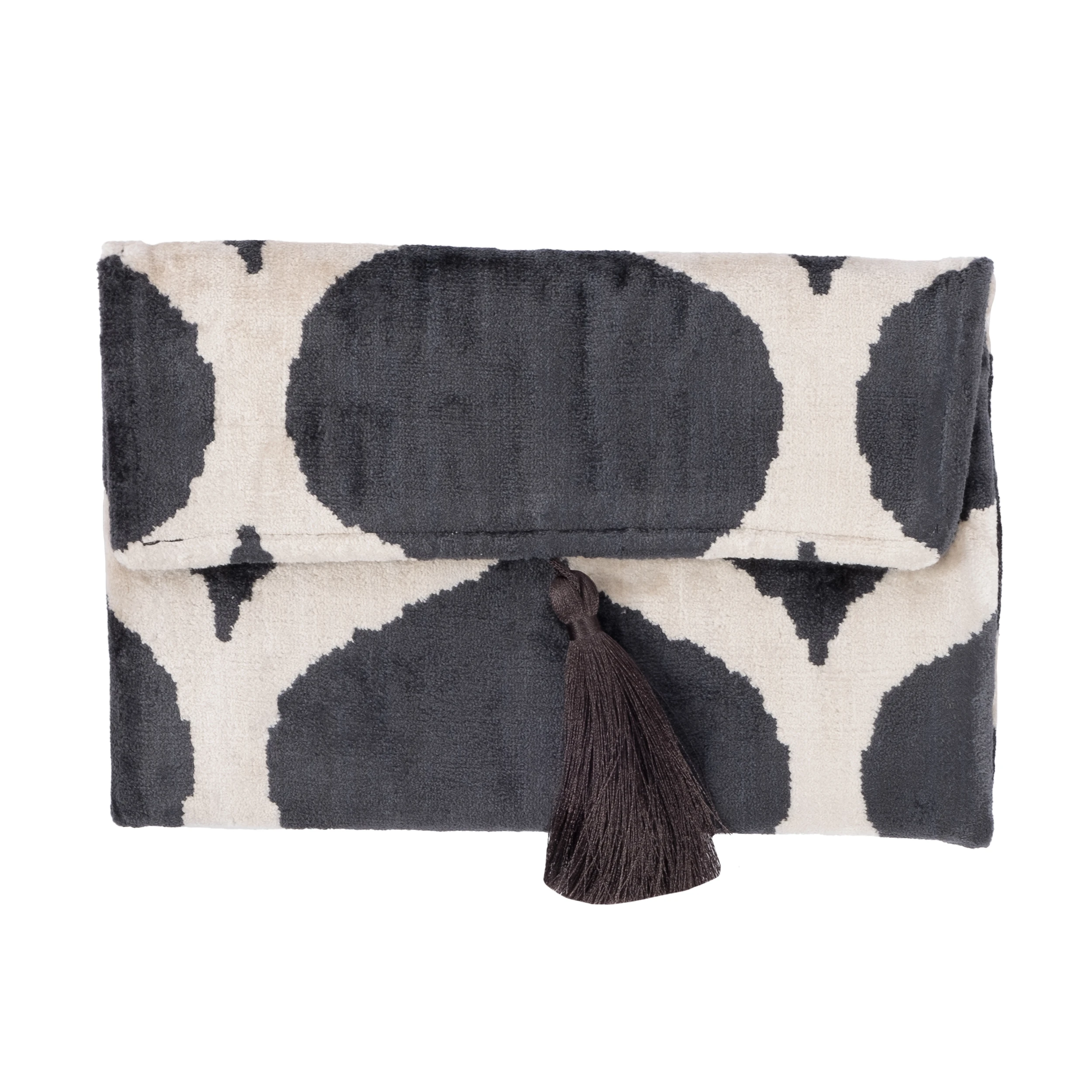 Modern Oval Desenli Kadife Clutch