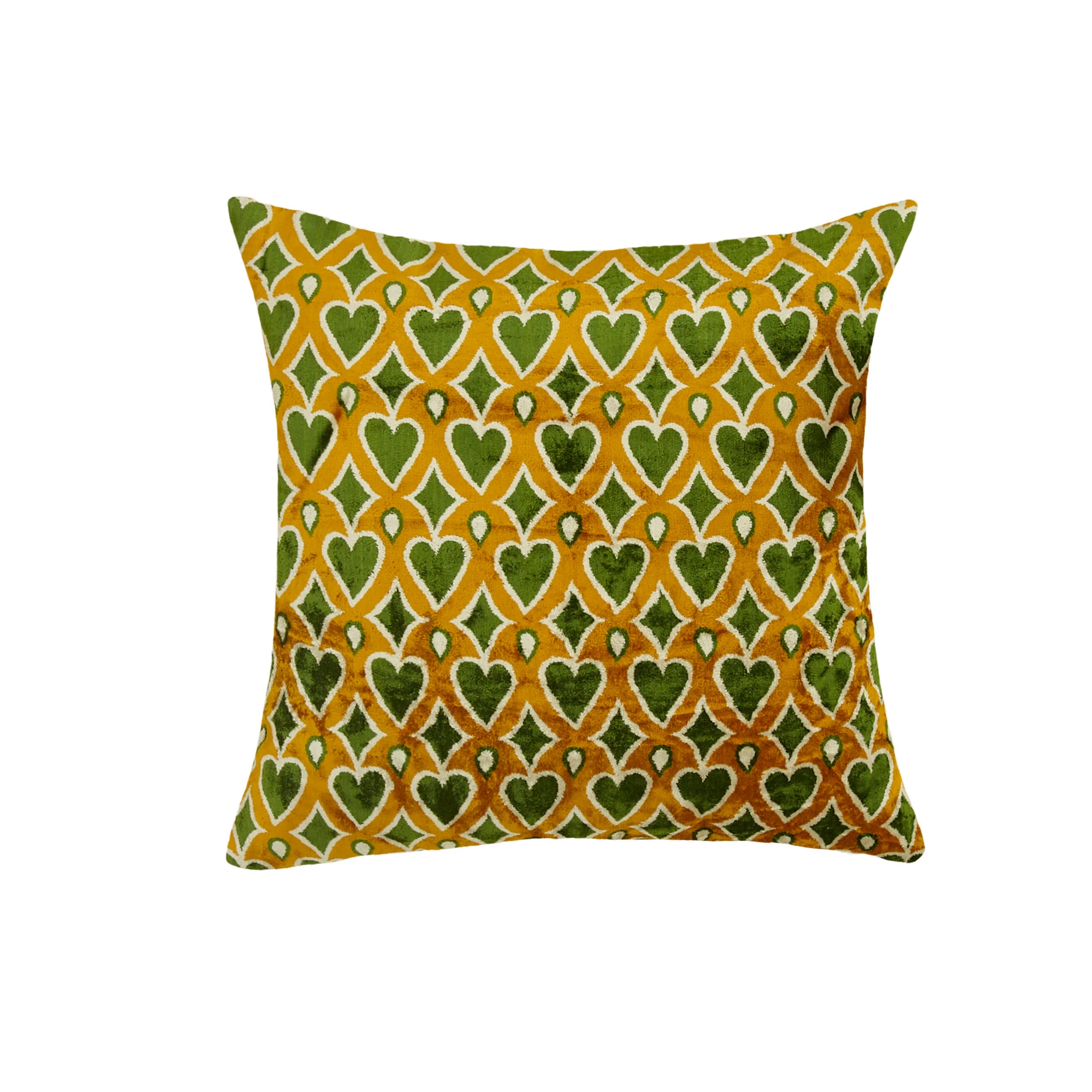 Kalp Desenli Dekoratif Kadife Kırlent Kılıfı