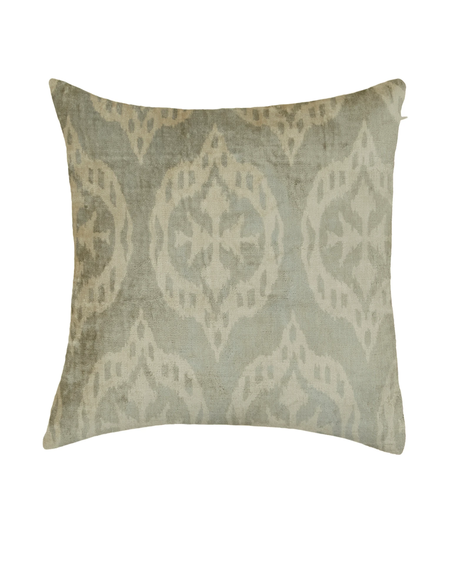 Oval İkat Damask Dekoratif Kırlent - Gri-Beyaz