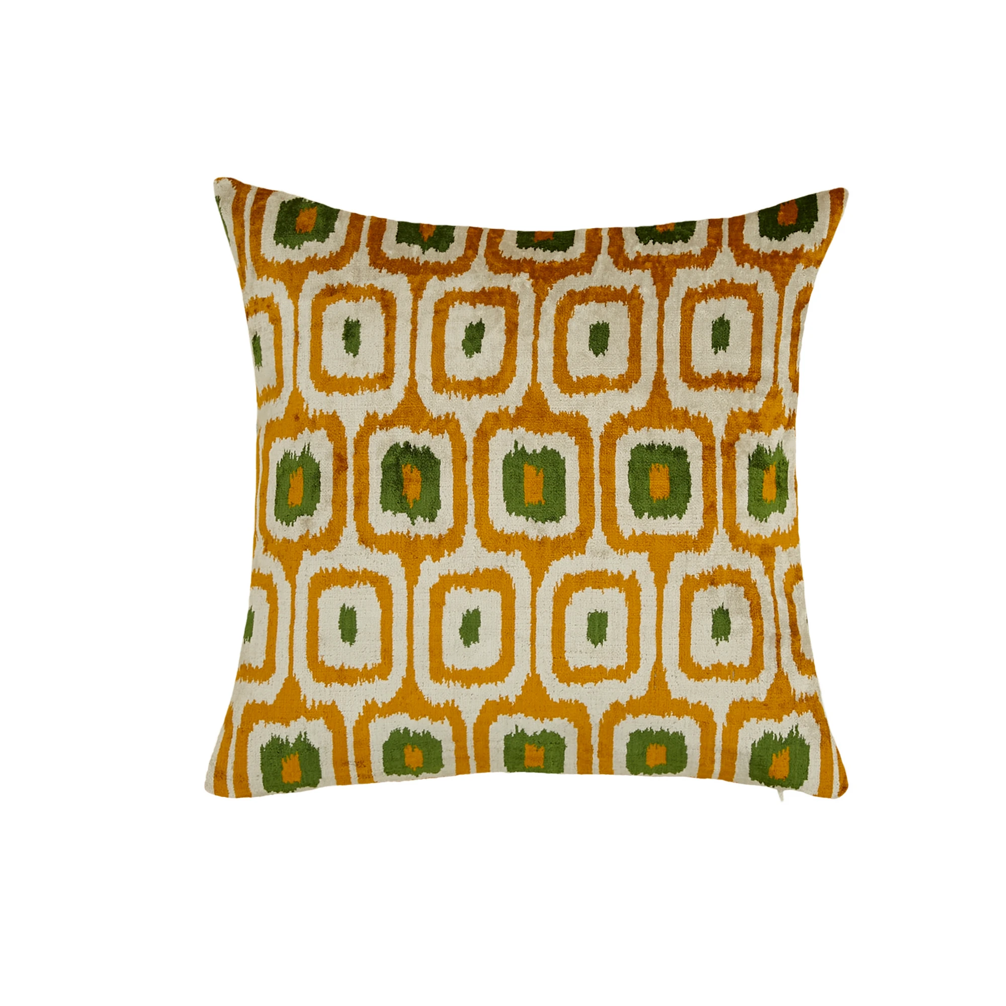 Retro Kare Desenli Dekoratif Kadife Kırlent Kılıfı