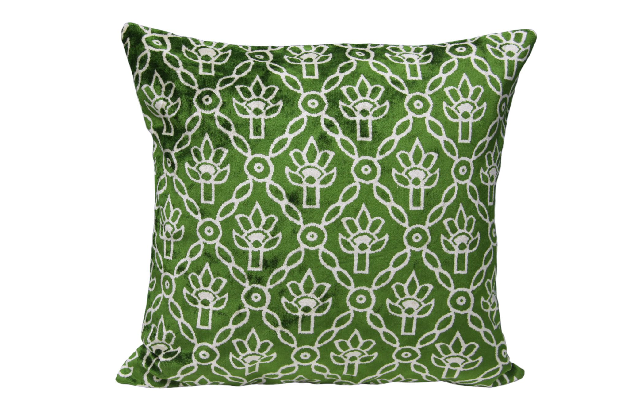 Geleneksel Çiçekli Kafes Motifli Dekoratif Kadife Kırlent Kılıfı