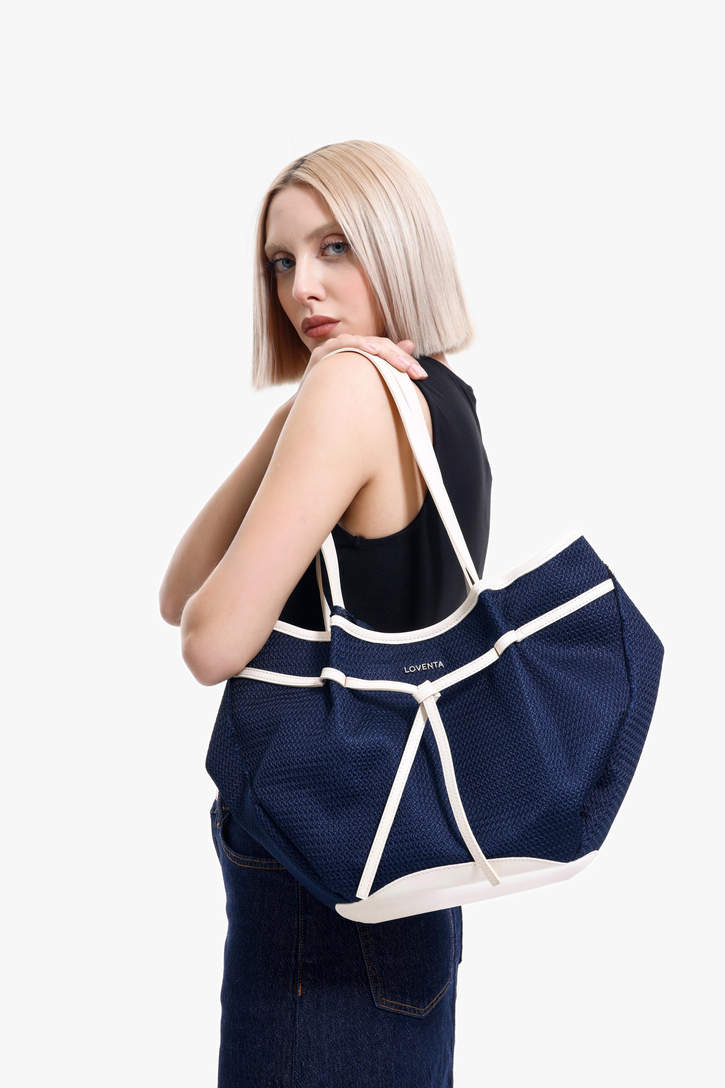 Large Tote Bag Niesha - Allure Lacivert Bej