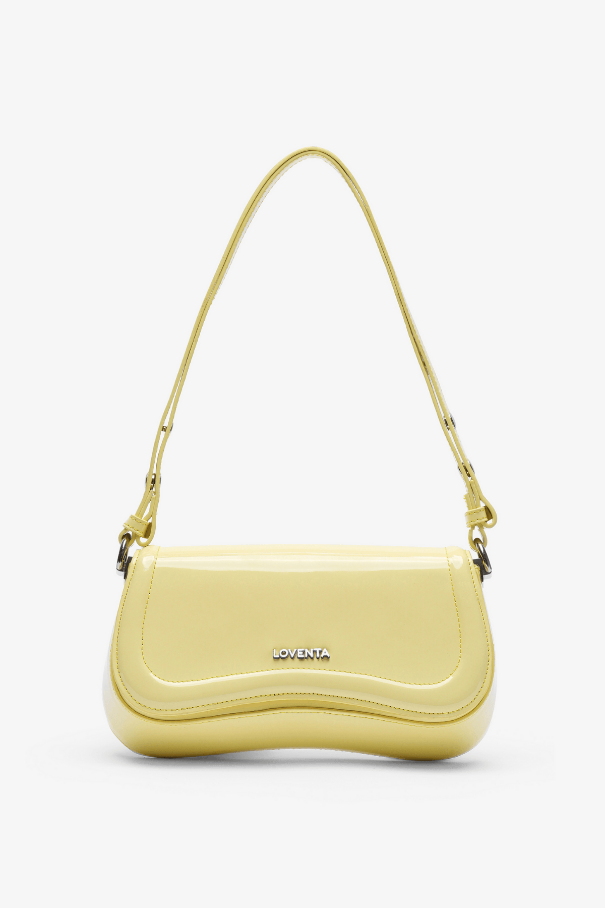 Adjustable Strap Baguette Bag Hera - Patent Yellow