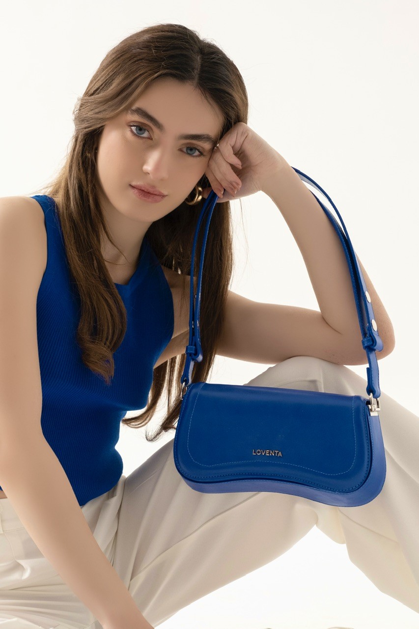 Adjustable Strap Baguette Bag Hera - Sax Blue