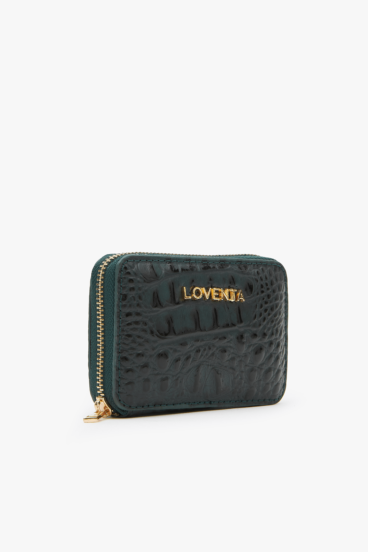 Genuine Leather Zippered Wallet Blanca - Croco Green 