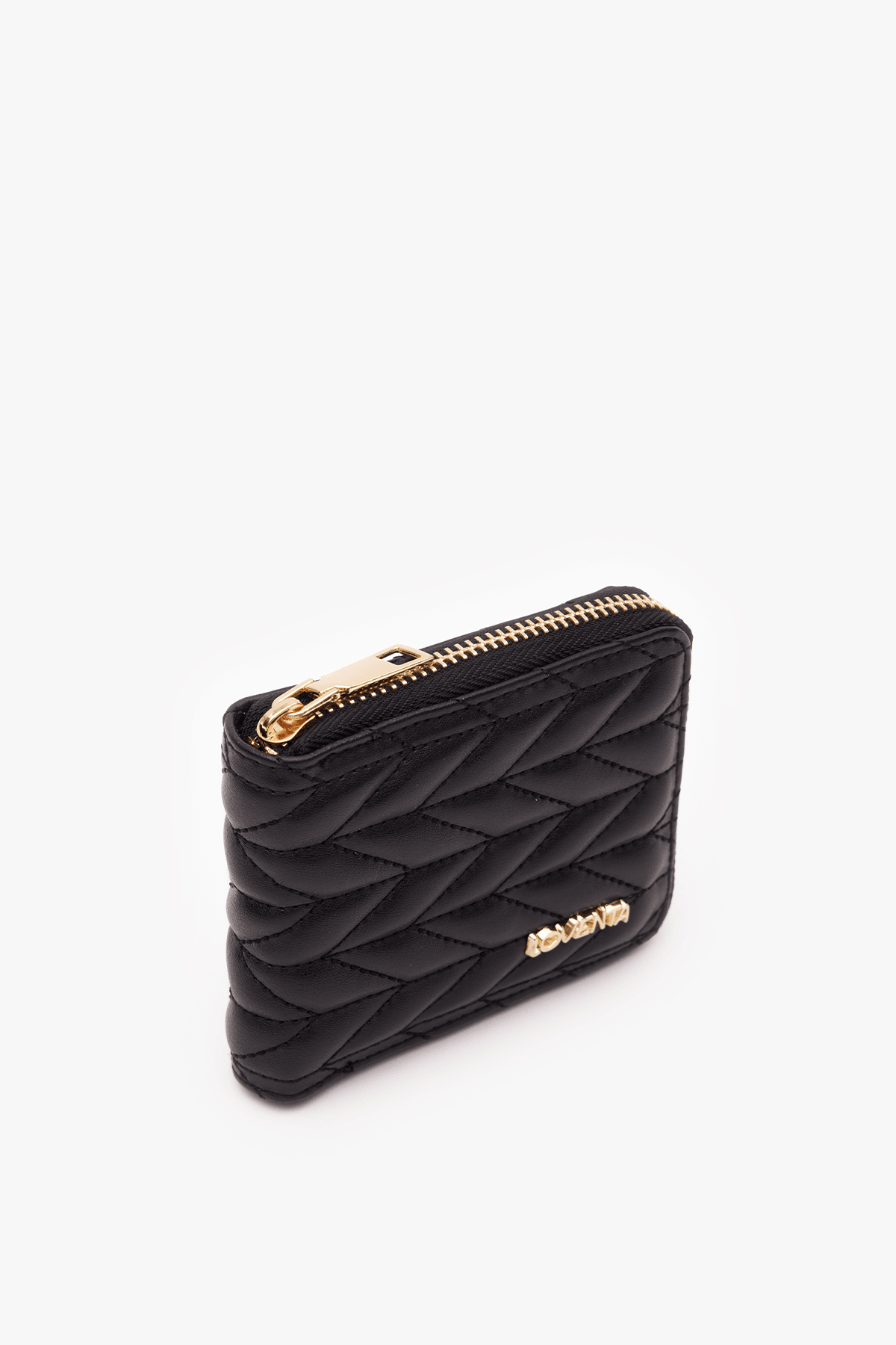 Embroidered Zippered Wallet Beleni - Black