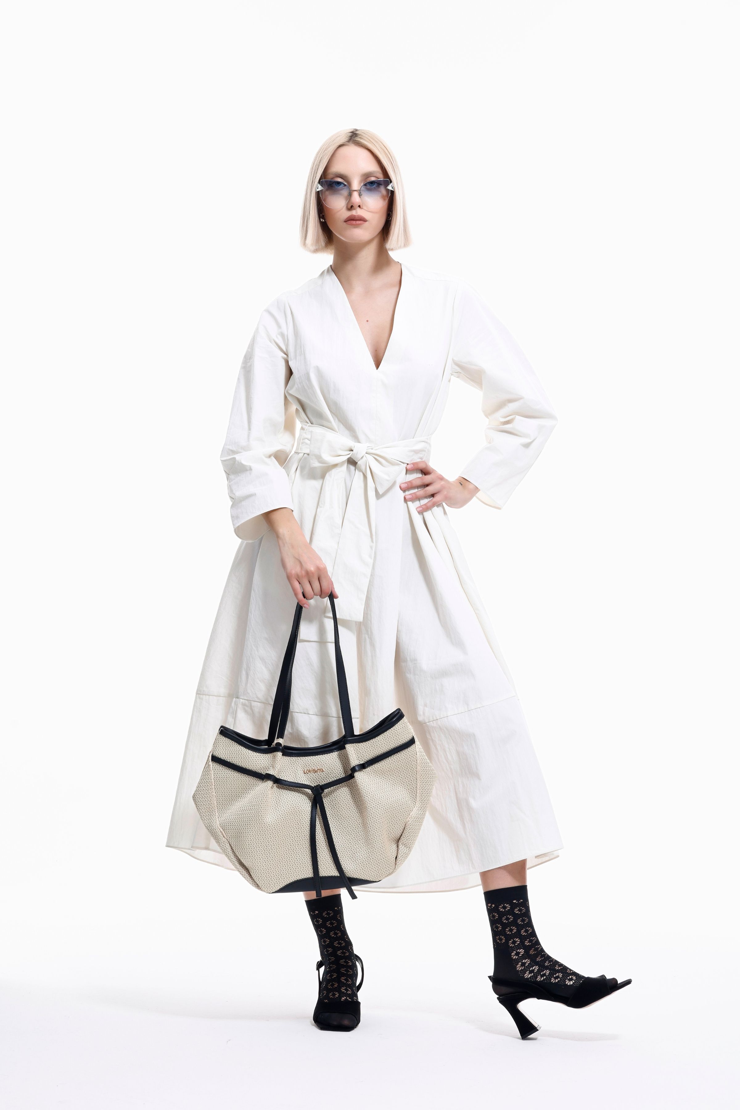 Large Tote Bag Niesha - Allure Bej Siyah