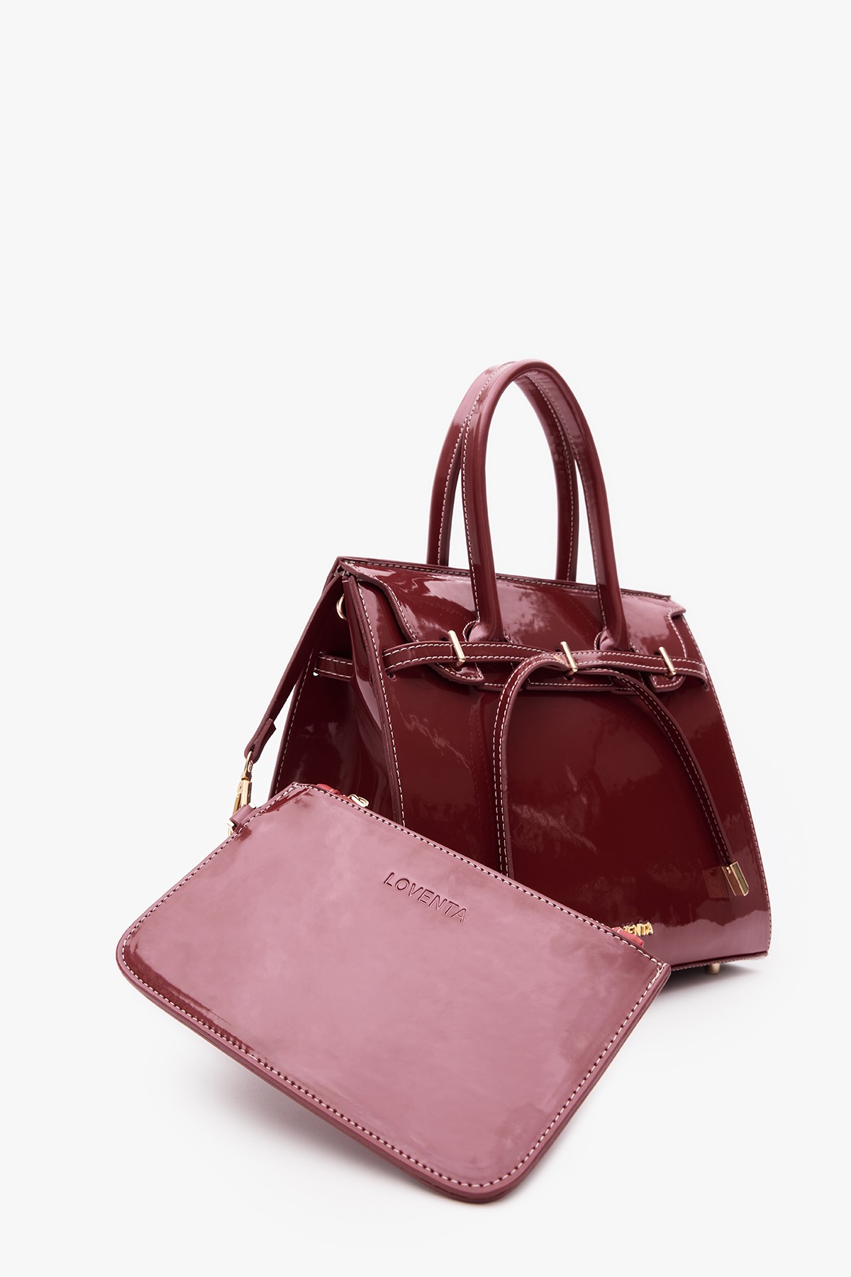 Midsize Hand Bag Ciara - Rugan Bordo