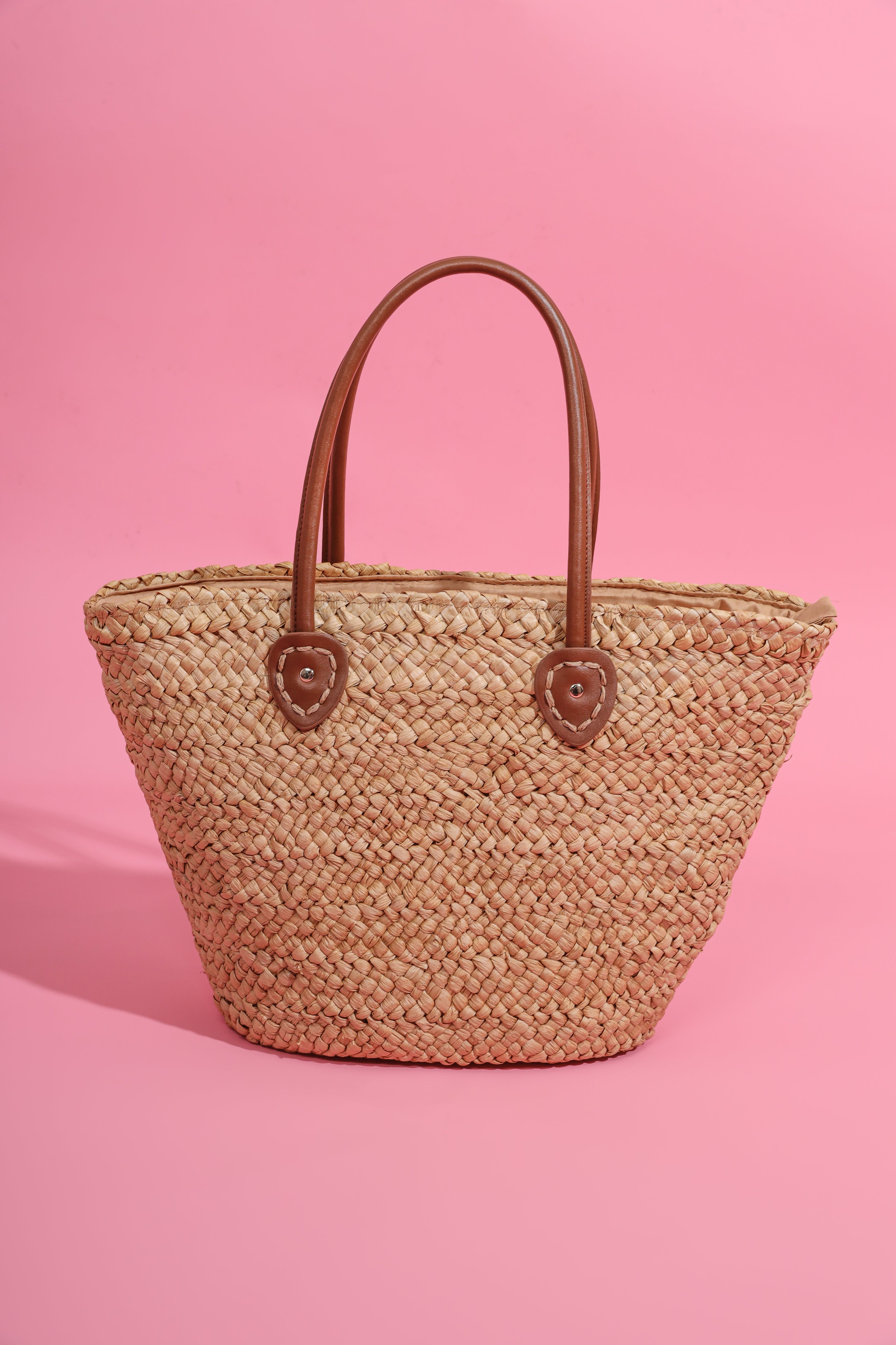 Straw Shopper Shoulder Bag Camel Aten