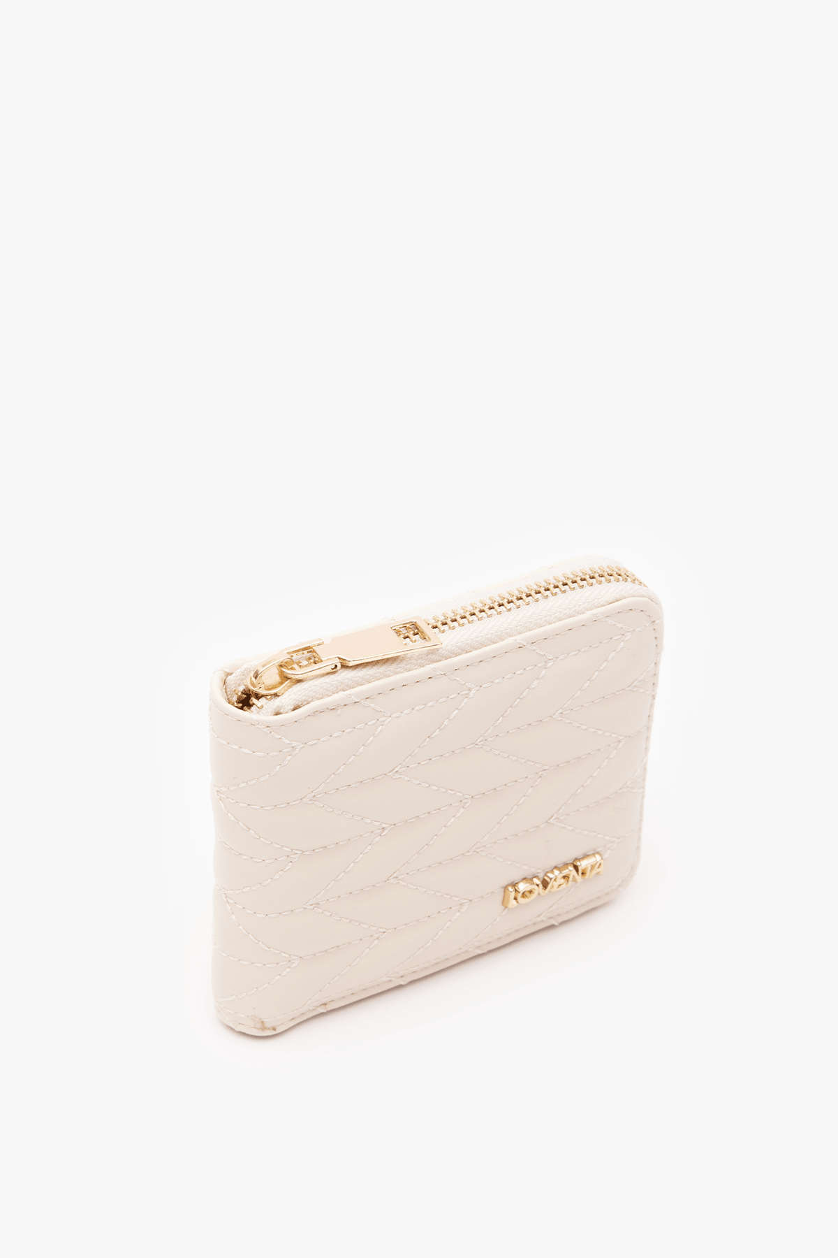 Embroidered Zippered Wallet Beleni - Cream