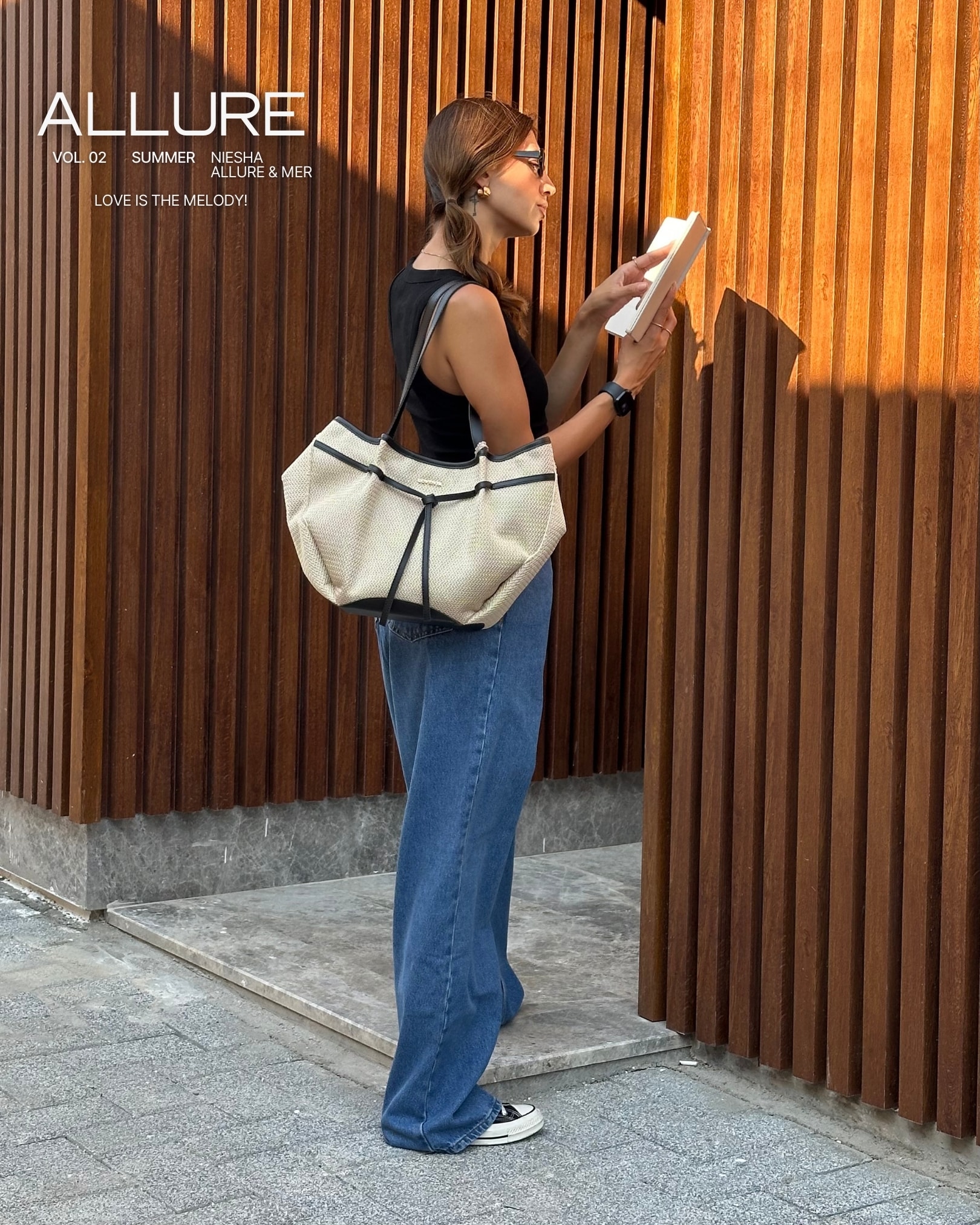 Large Tote Bag Niesha - Allure Begie Black