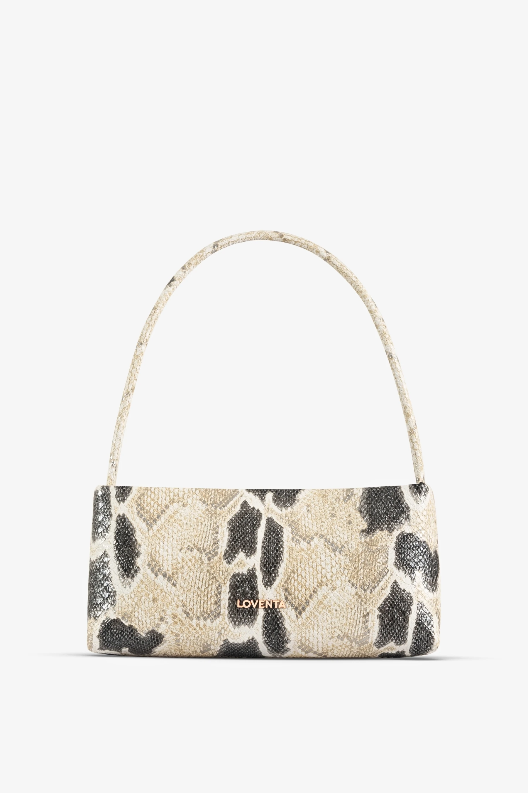 Yılan Desenli Omuz Çantası Riccel - Bej