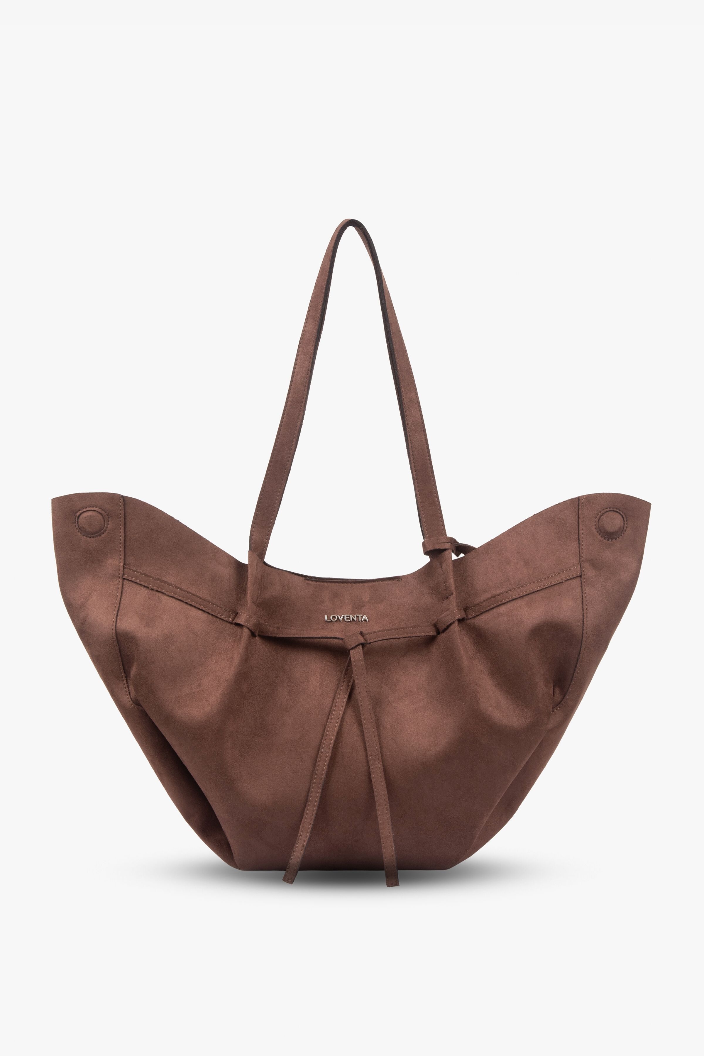 Large Tote Bag Niesha - Deep Brown Suede