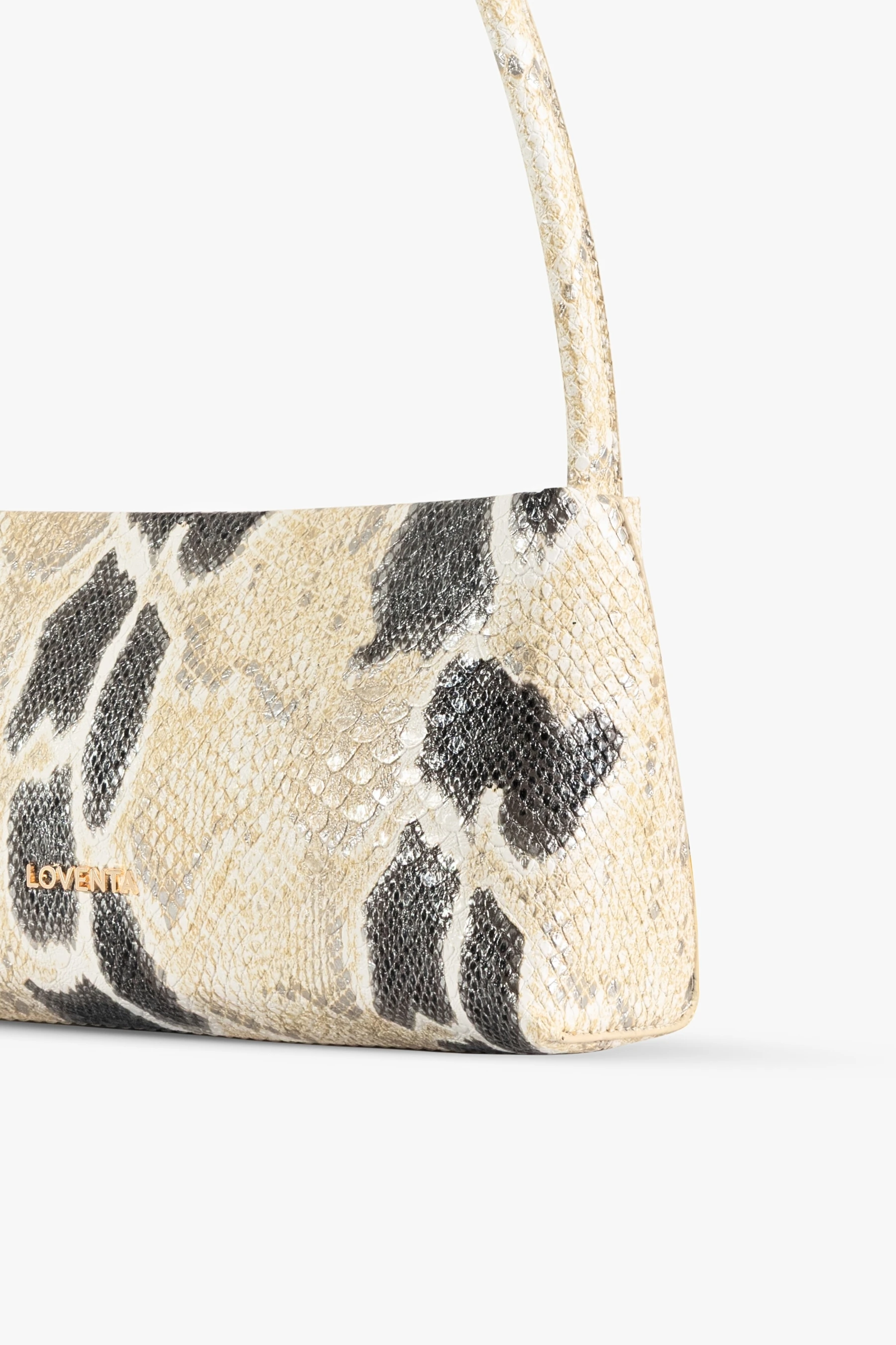 Yılan Desenli Omuz Çantası Riccel - Bej