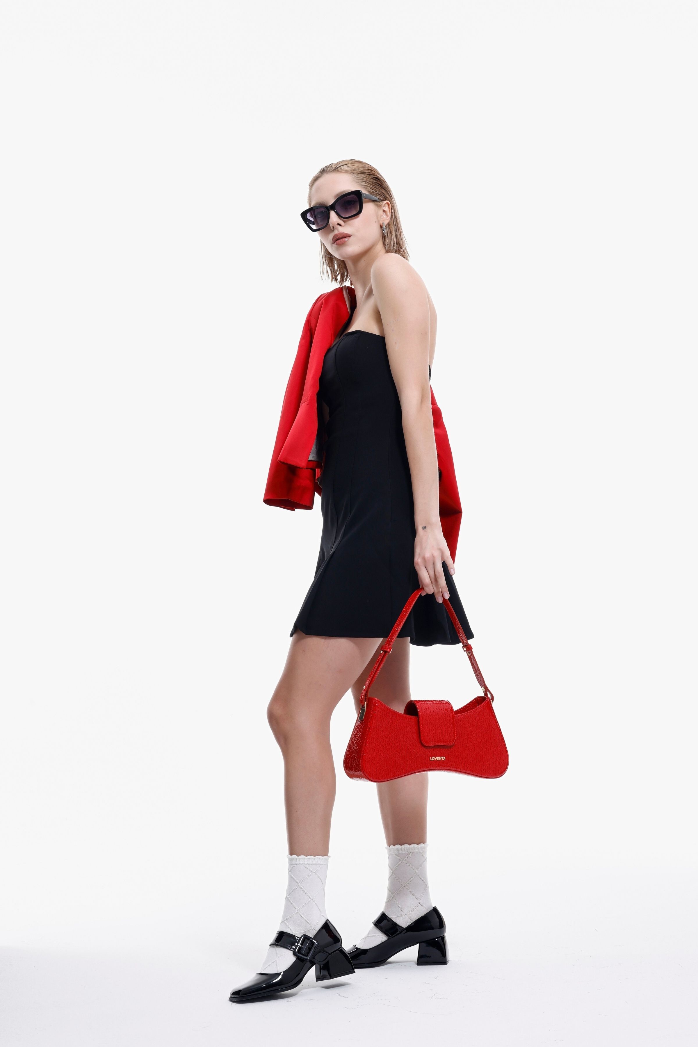 Adjustable Strap Shoulder Bag Greta (Personalizable) - Red