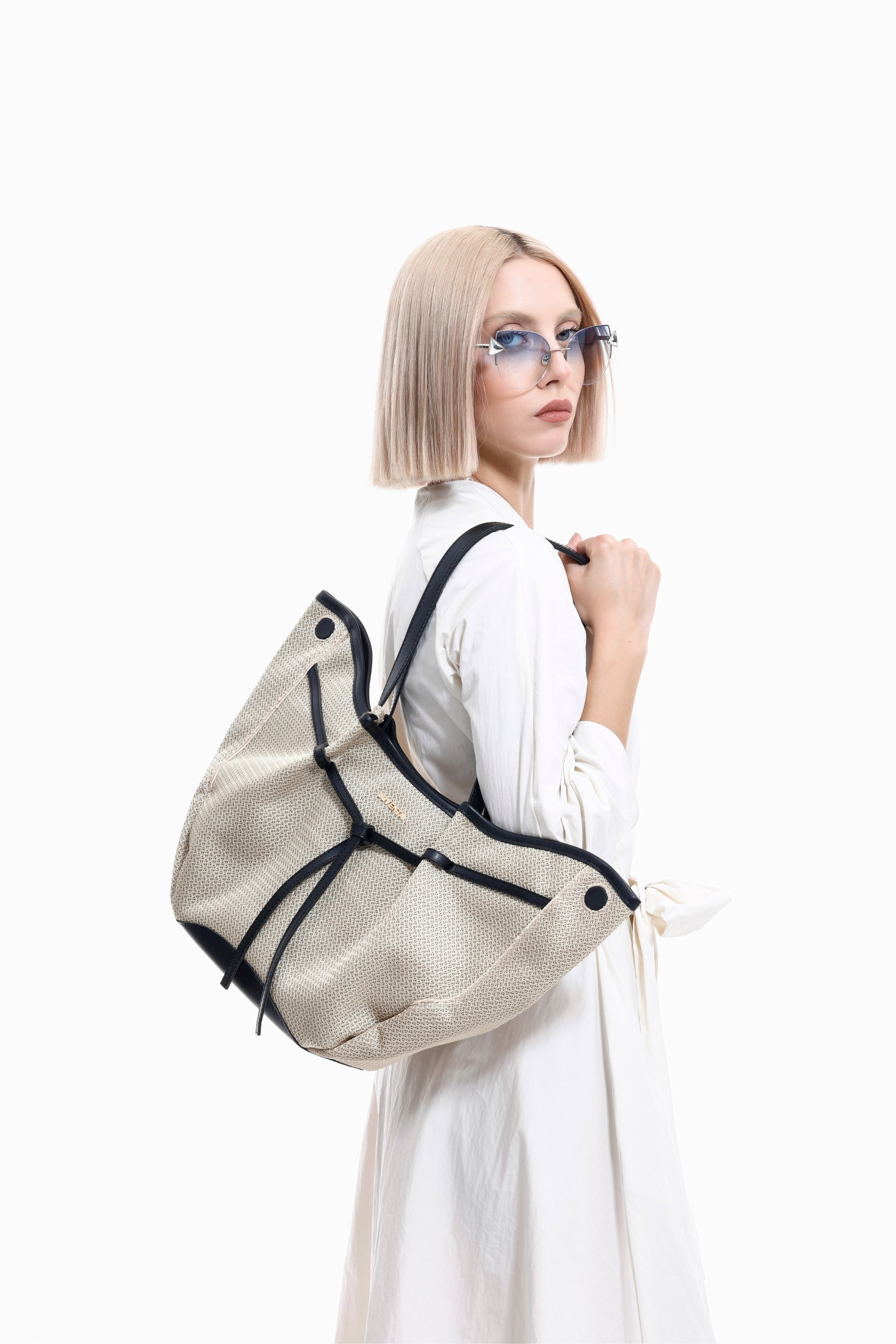 Large Tote Bag Niesha - Allure Bej Siyah