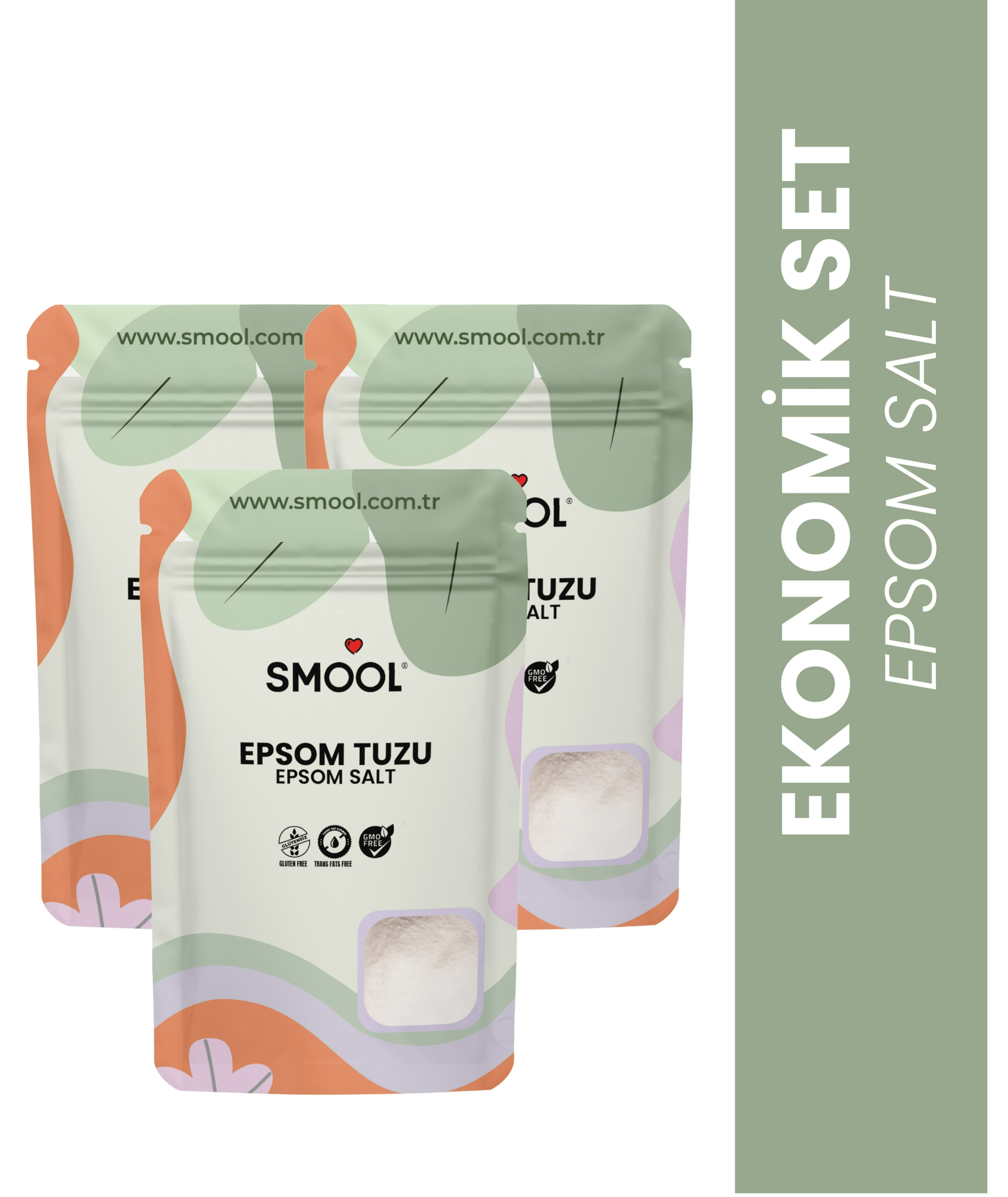 3 lü paket Epsom Tuzu (3x1000 GR) İngiliz Tuzu Magnezyum Sülfat Katkısız Doğal 3x1 Kg