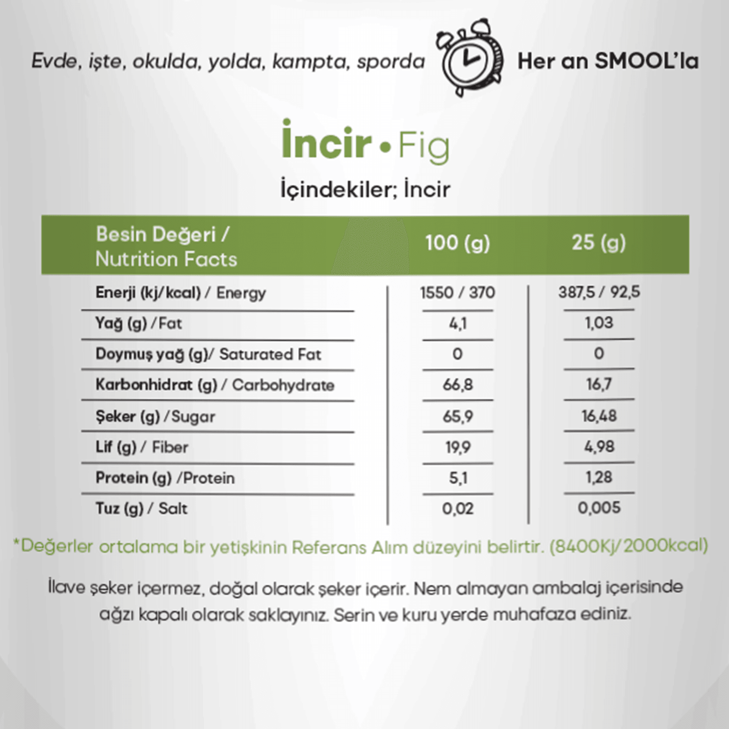 SMOOL Freeze Dried Yeşil İncir (Dilim)