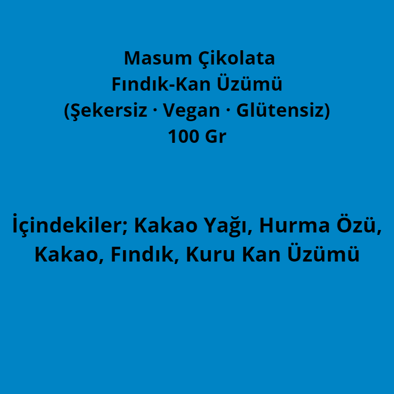 Fındıklı Masum Çikolata (Vegan-Şekersiz-Glütensiz)