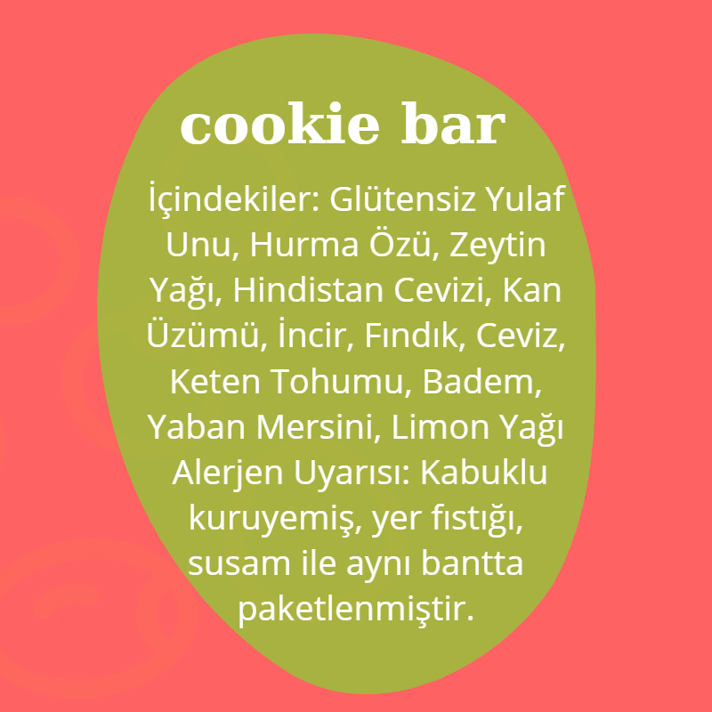 Cookie Bar (Vegan-Şekersiz-Glütensiz)