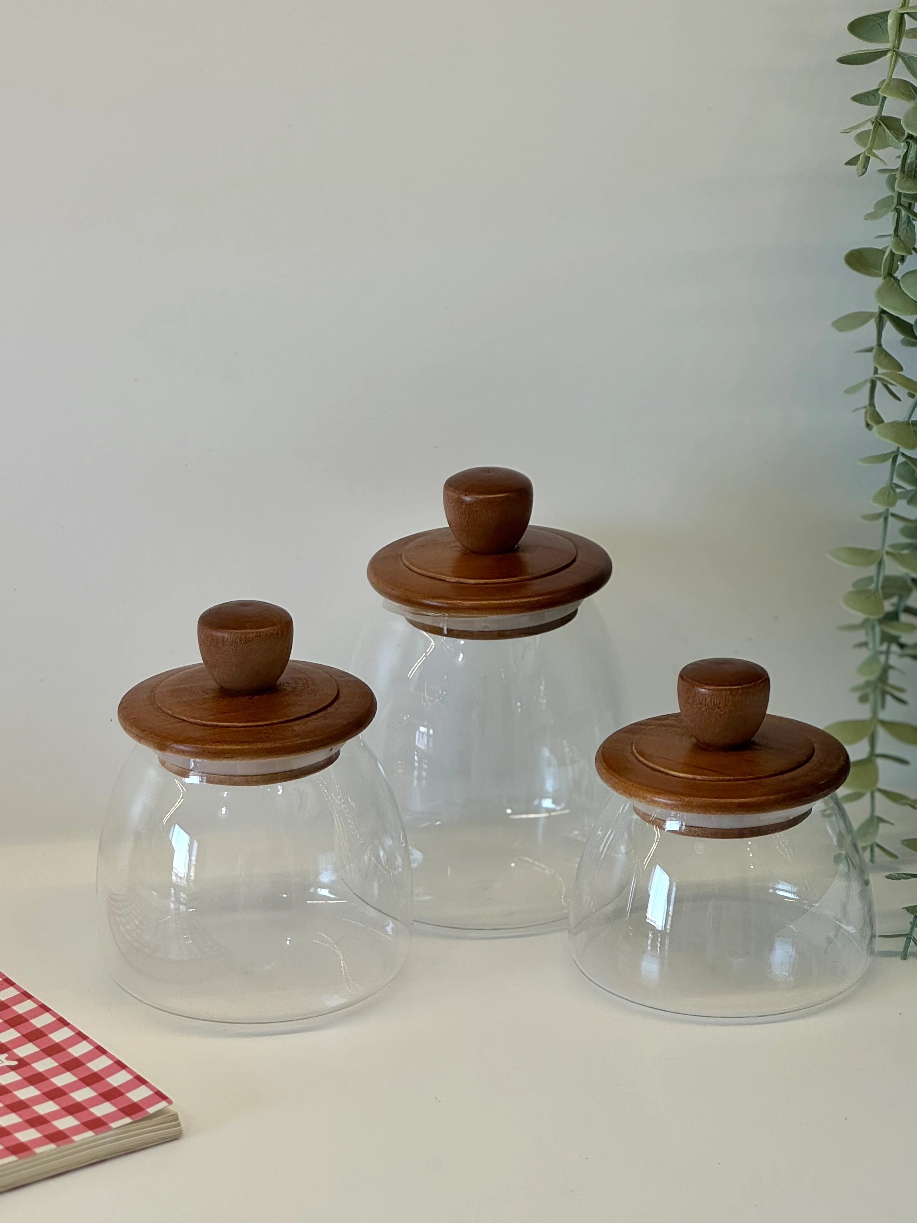 Candy 3'lü Akasya Cam Kavanoz Seti