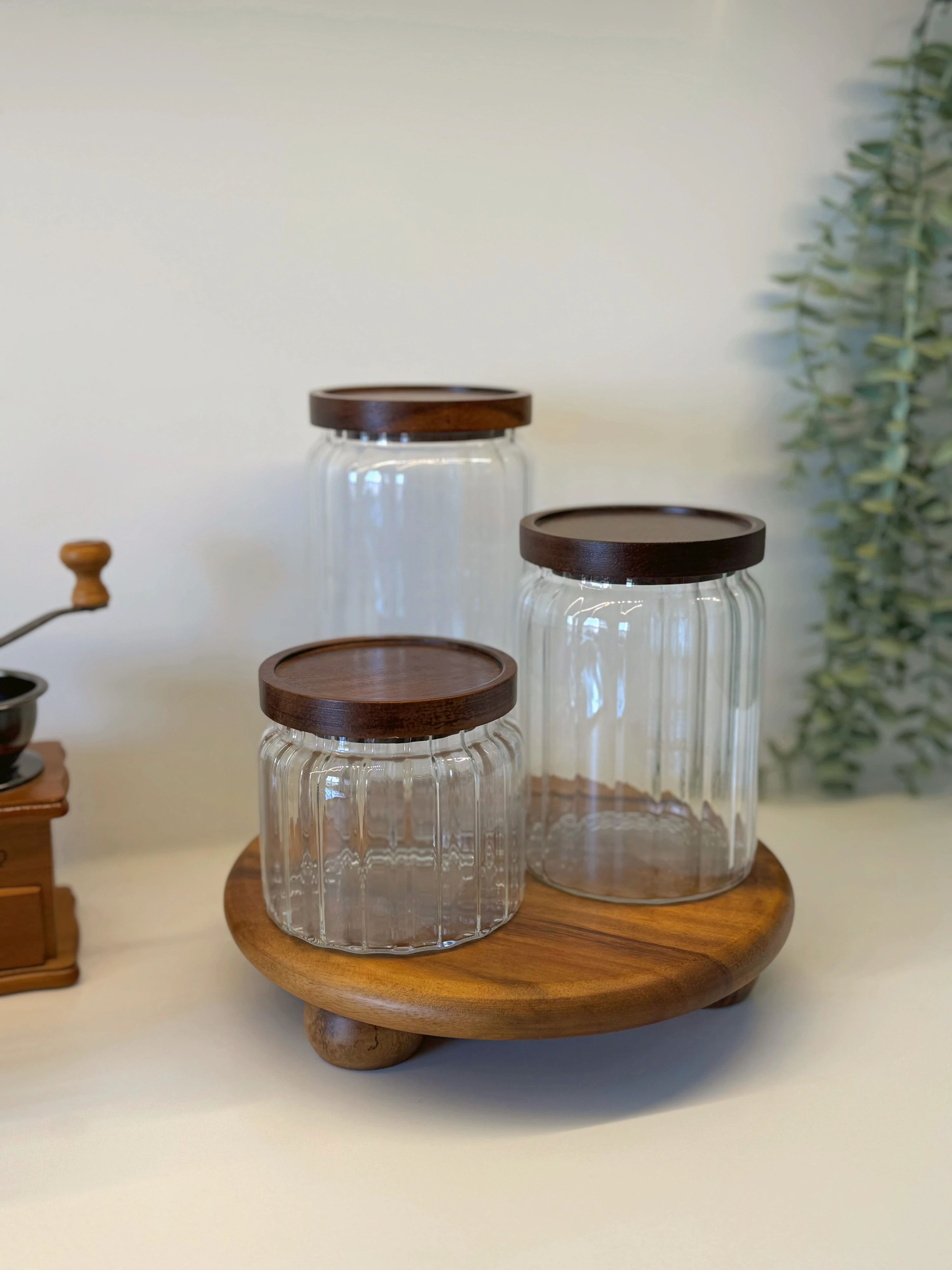  Akasya Standlı Mega Lily Cam Mutfak Kavanoz Seti