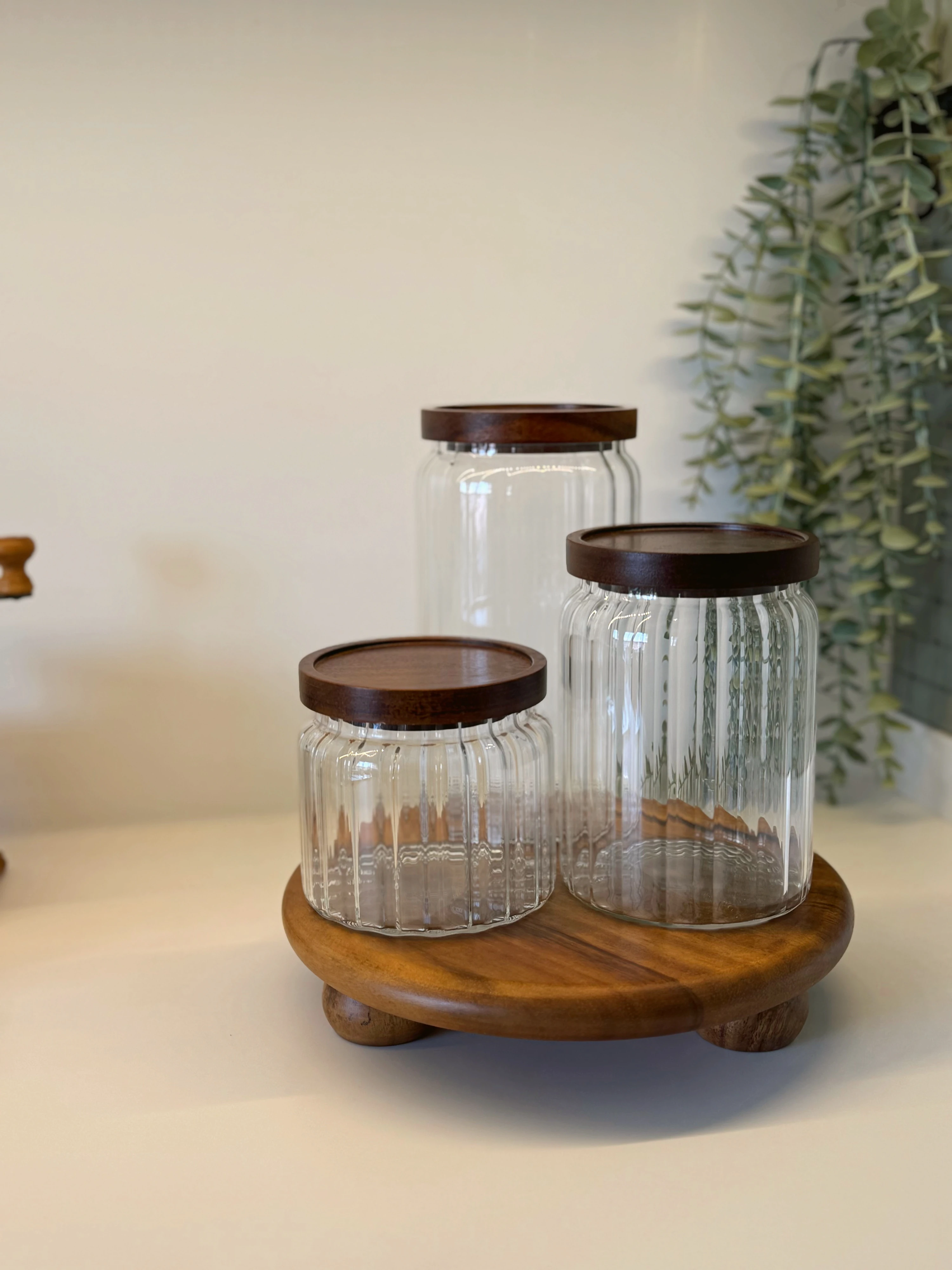  Akasya Standlı Mega Lily Cam Mutfak Kavanoz Seti