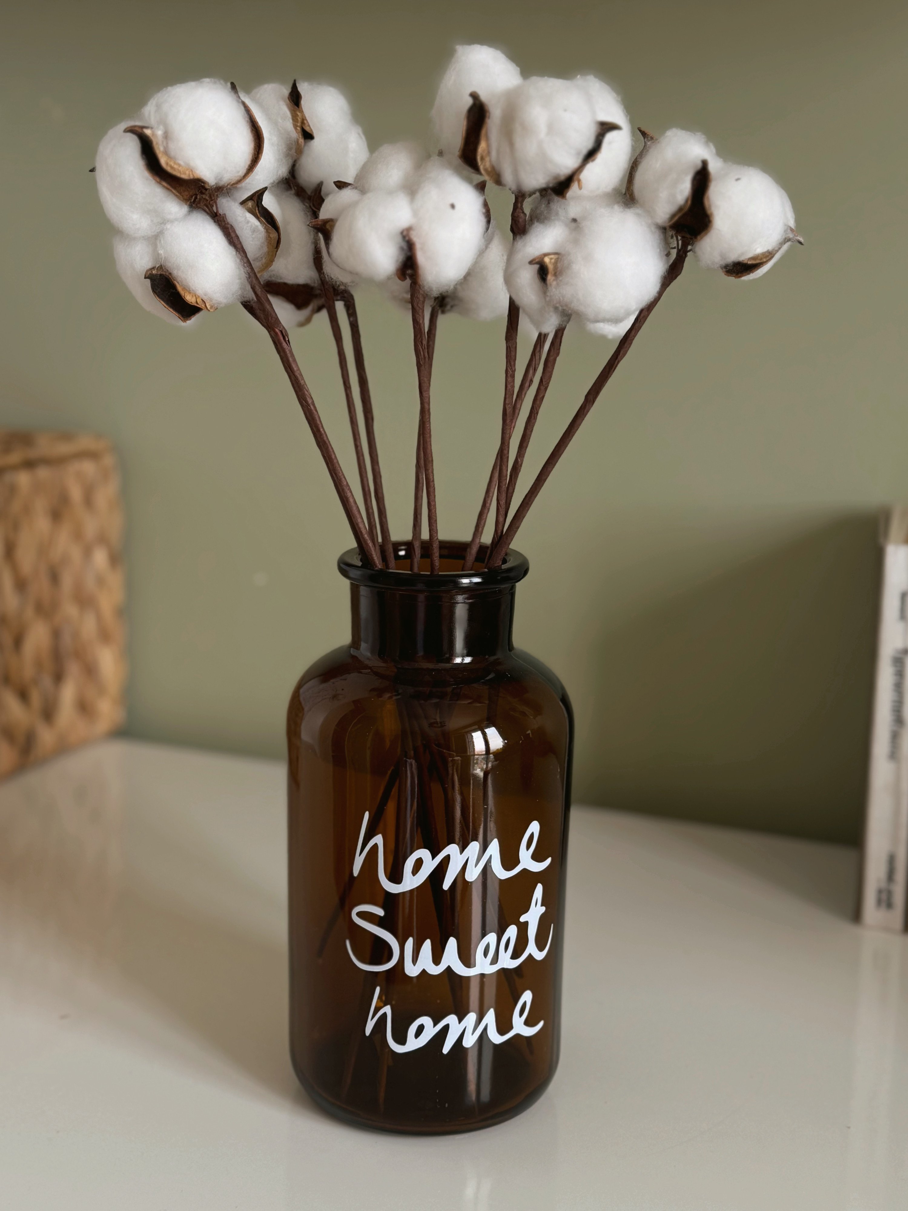 Pamuk Otu Demetli Home Sweet Home Dekoratif Vazo