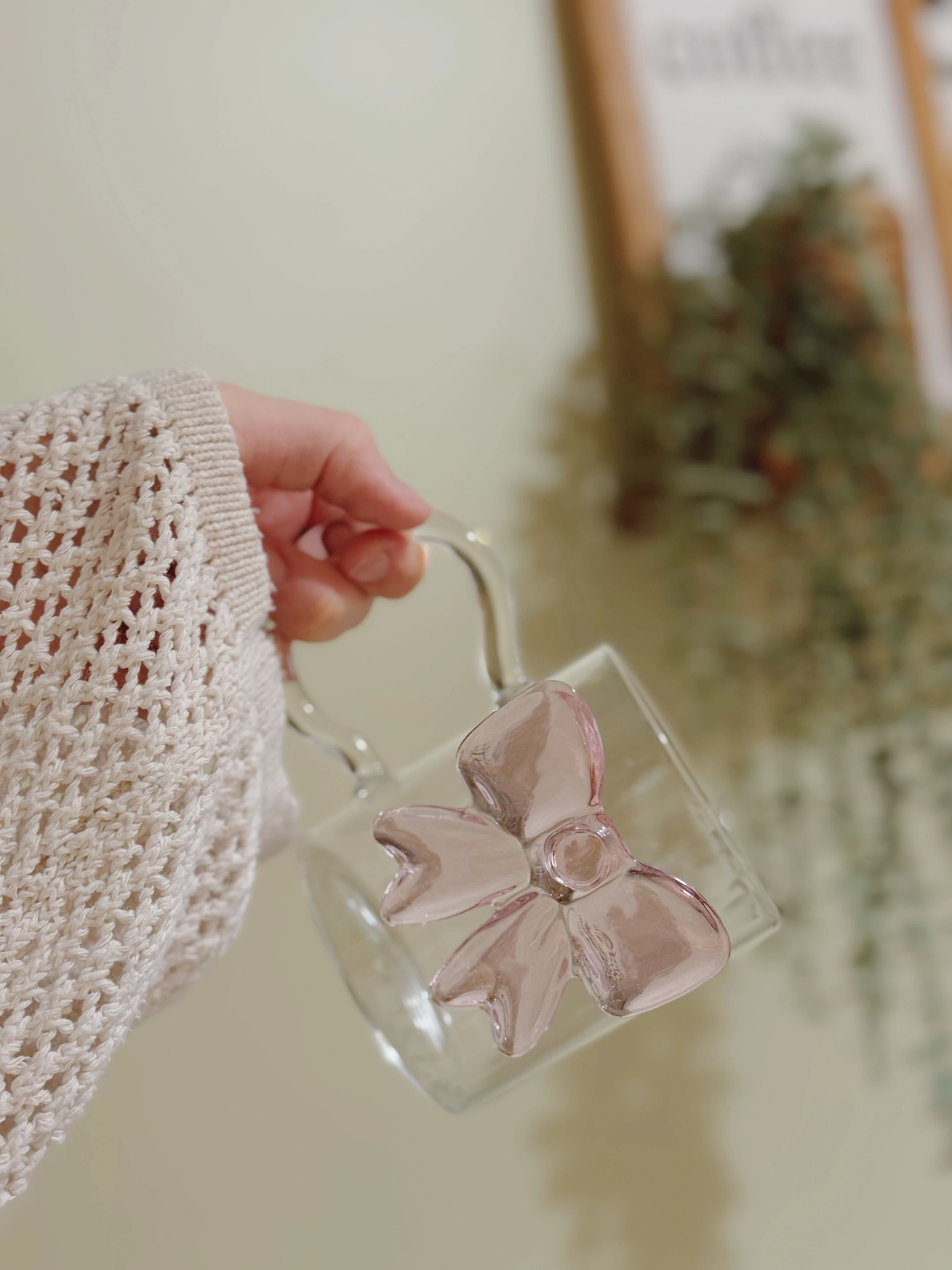 Pink Fiyonk Cam Kupa Bardak