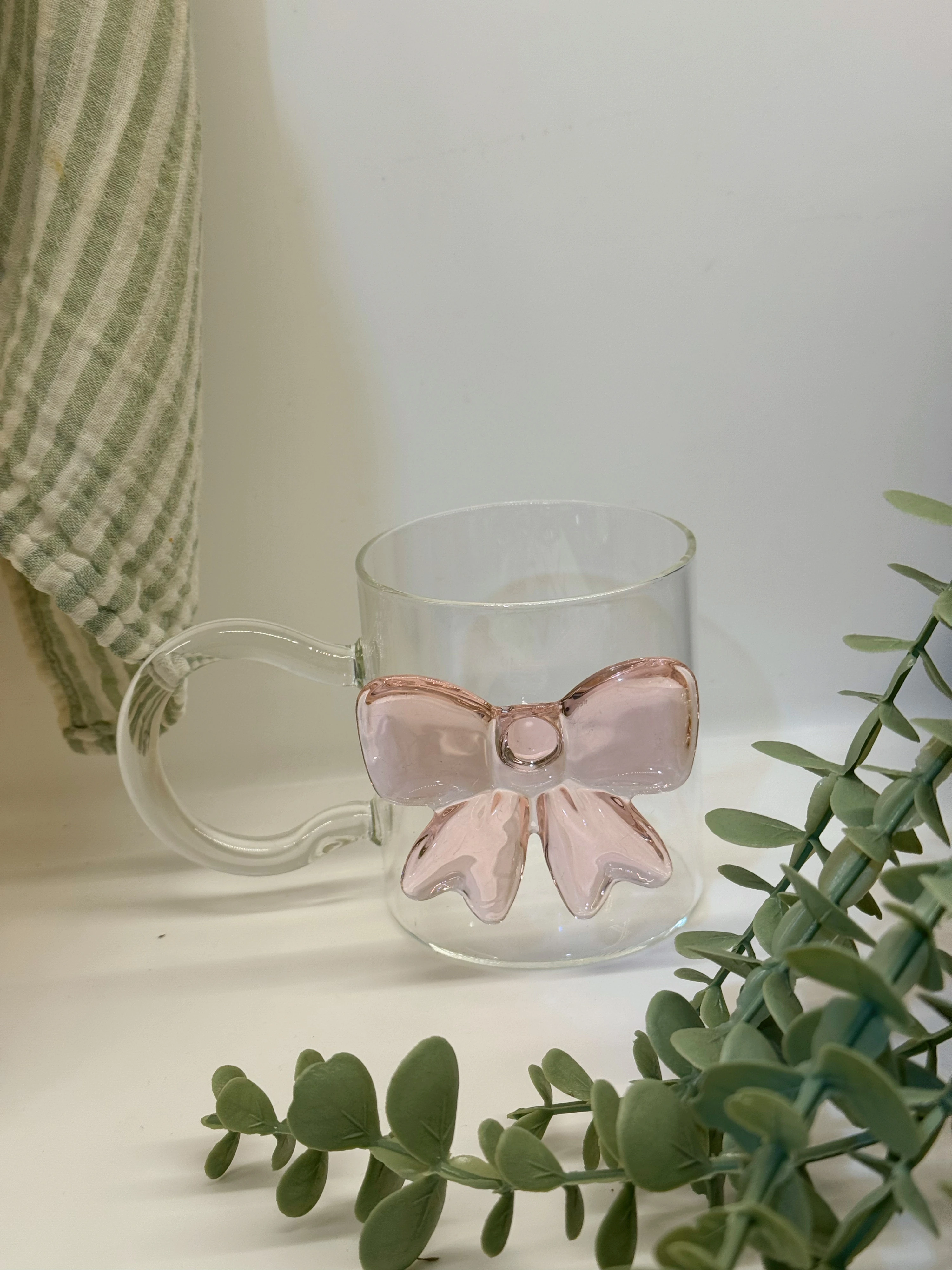 Pink Fiyonk Cam Kupa Bardak